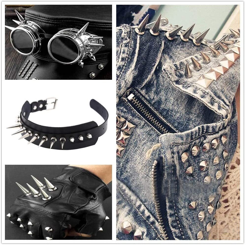 Bulks Metal Spikes Punk Cone Rivets Studs Screw for Clothing Jacket Leather A++