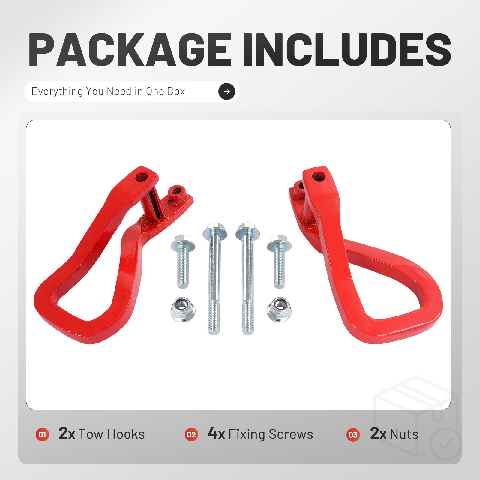 Red Front Tow Recovery Hooks w/ Bolts For GMC Sierra 1500 2019-2025 #84280203