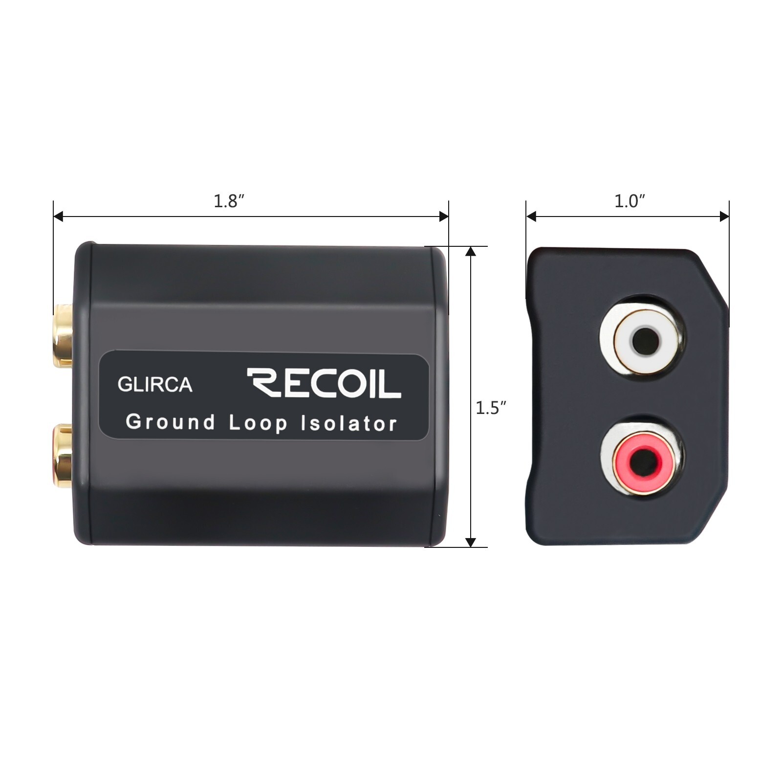 RECOIL GLIRCA 2-Channel RCA Stereo Ground Loop Isolator, Amplifier Noise Filter