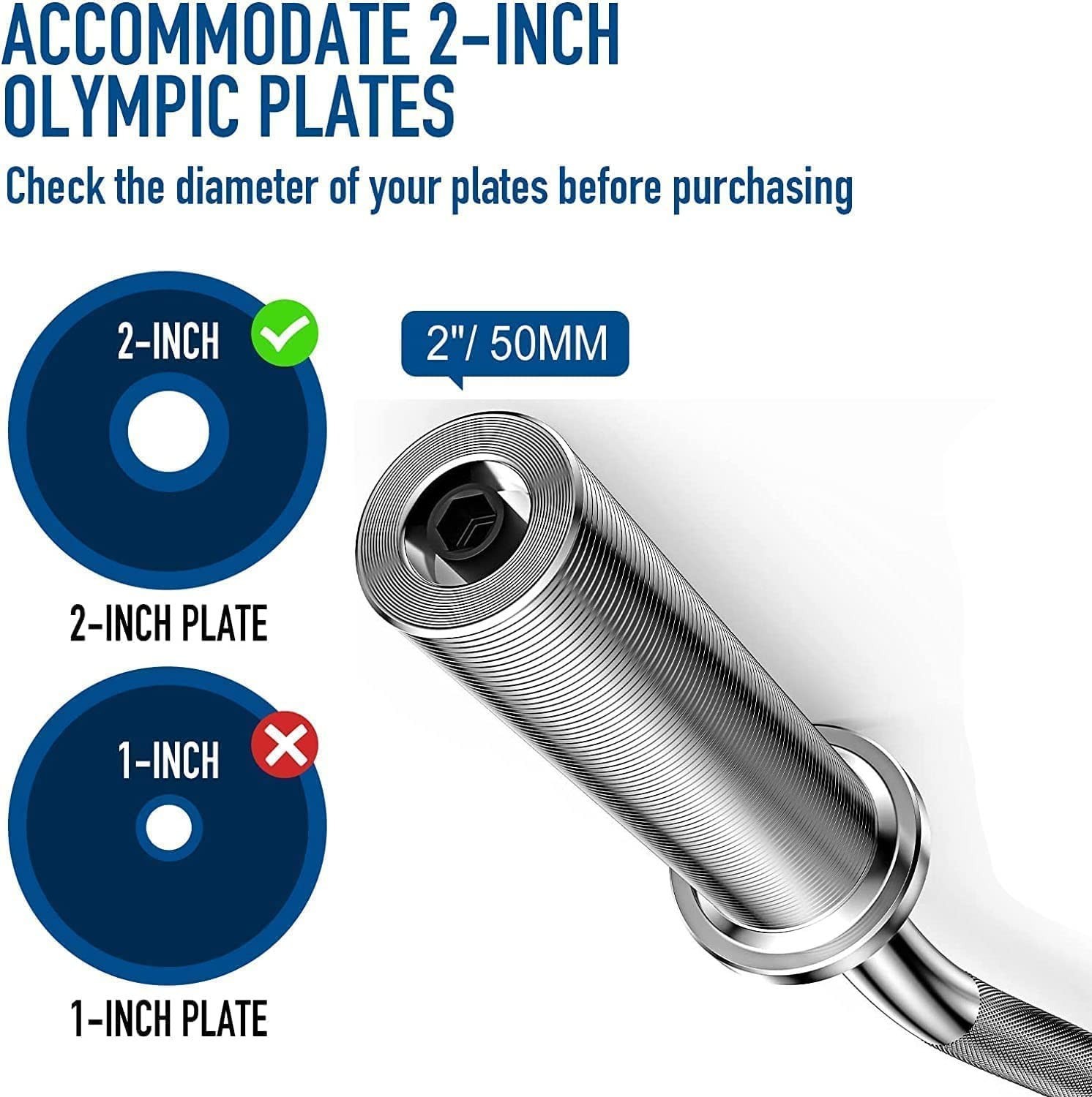 Olympic EZ Curl Bar 47" for Weight Lifting with 2 Spring Collars, Barbell