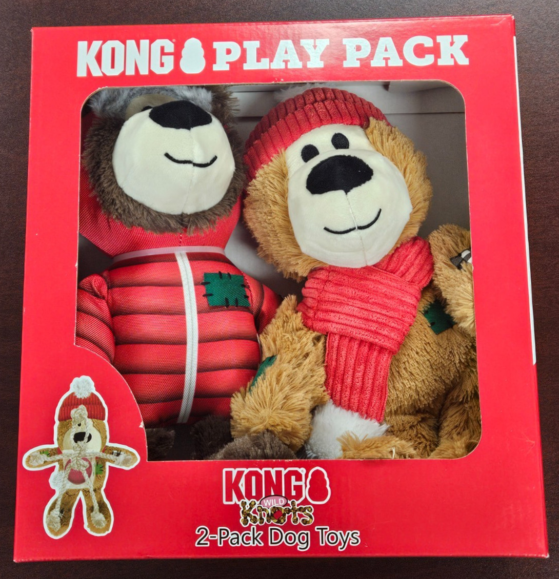 Kong Play Pack Dog Toy 2 count Holiday Gift Set Wild Knots Canine Doggy Toys NEW
