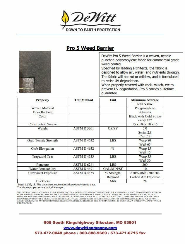 Dewitt P5 5 x 250 Pro-5 Weed-Barrier 5 OZ Landscape Fabric