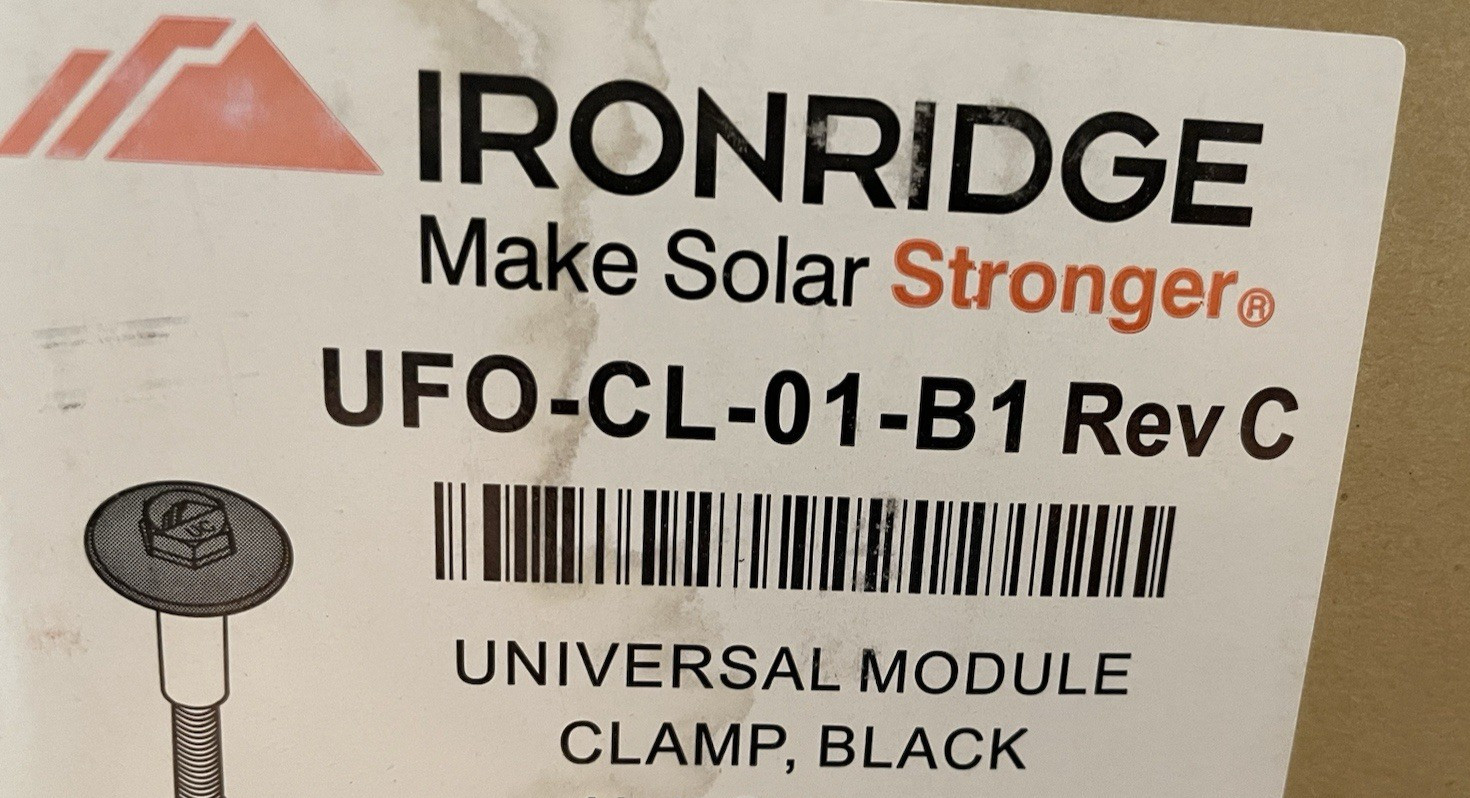 LOT OF 10 IRONRIDGE UFO-CL-01-B1 Rev C UNIVERSAL SOLAR MODULE PANEL CLAMP BLACK