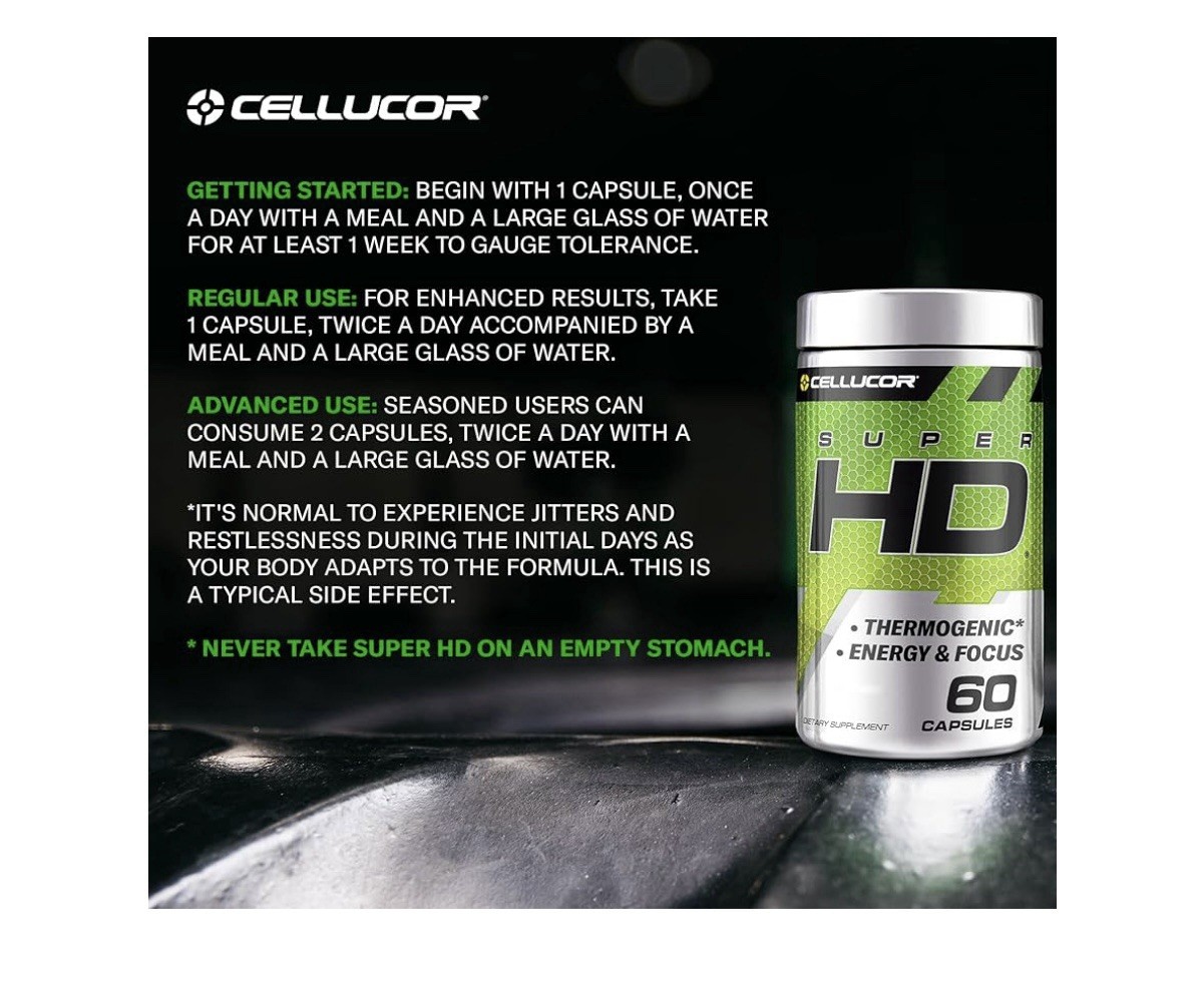 Cellucor SuperHD High-Definition Fat Burner 60 Capsules Dietary Supplement