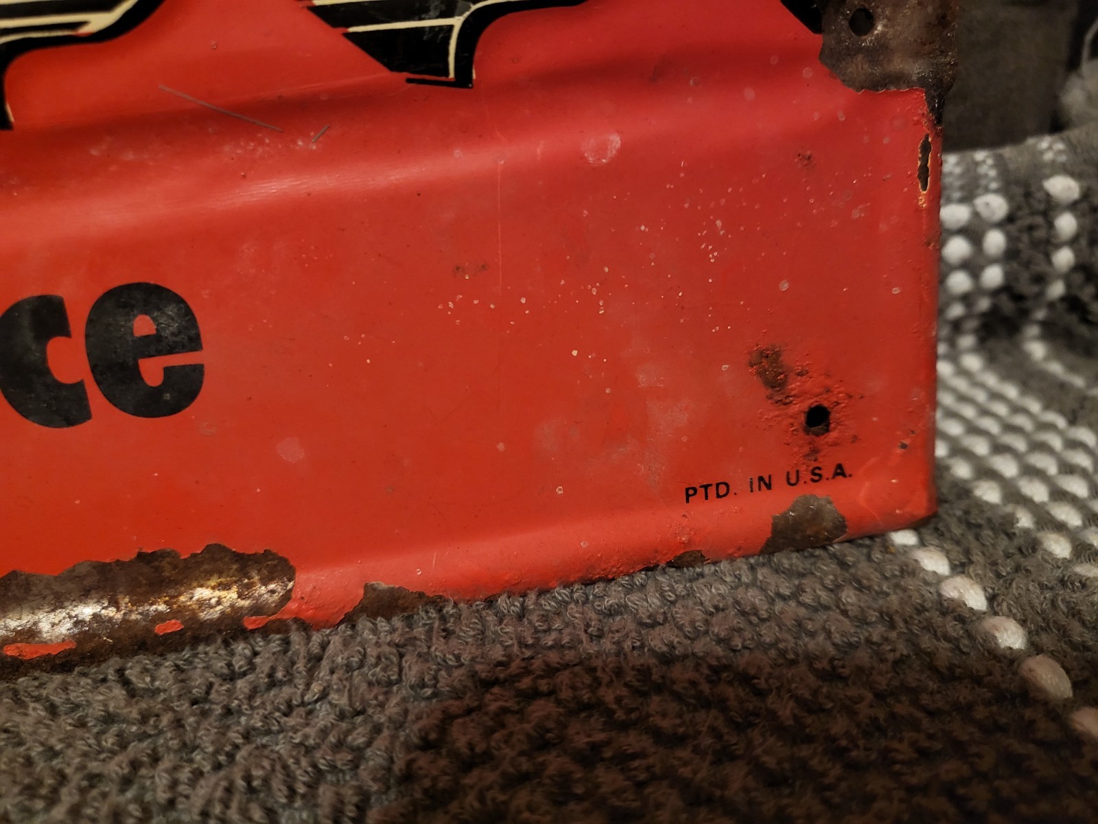 Oregon Chainsaw Advertising Sign, EARLY HEAVY METAL NOT TIN TACKER..