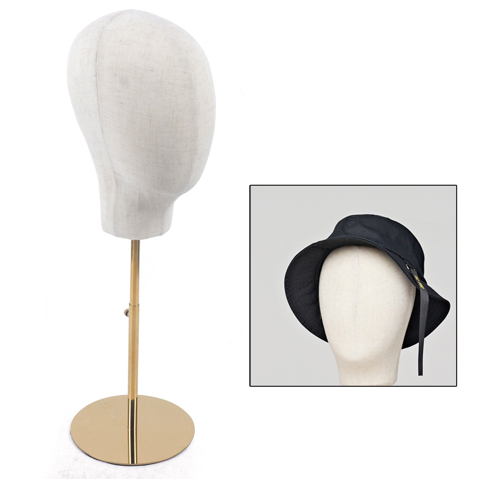 Adjustable Wig Mannequin Head Manikin Cap Toupee Display Stand Hat Rack Gold HOT