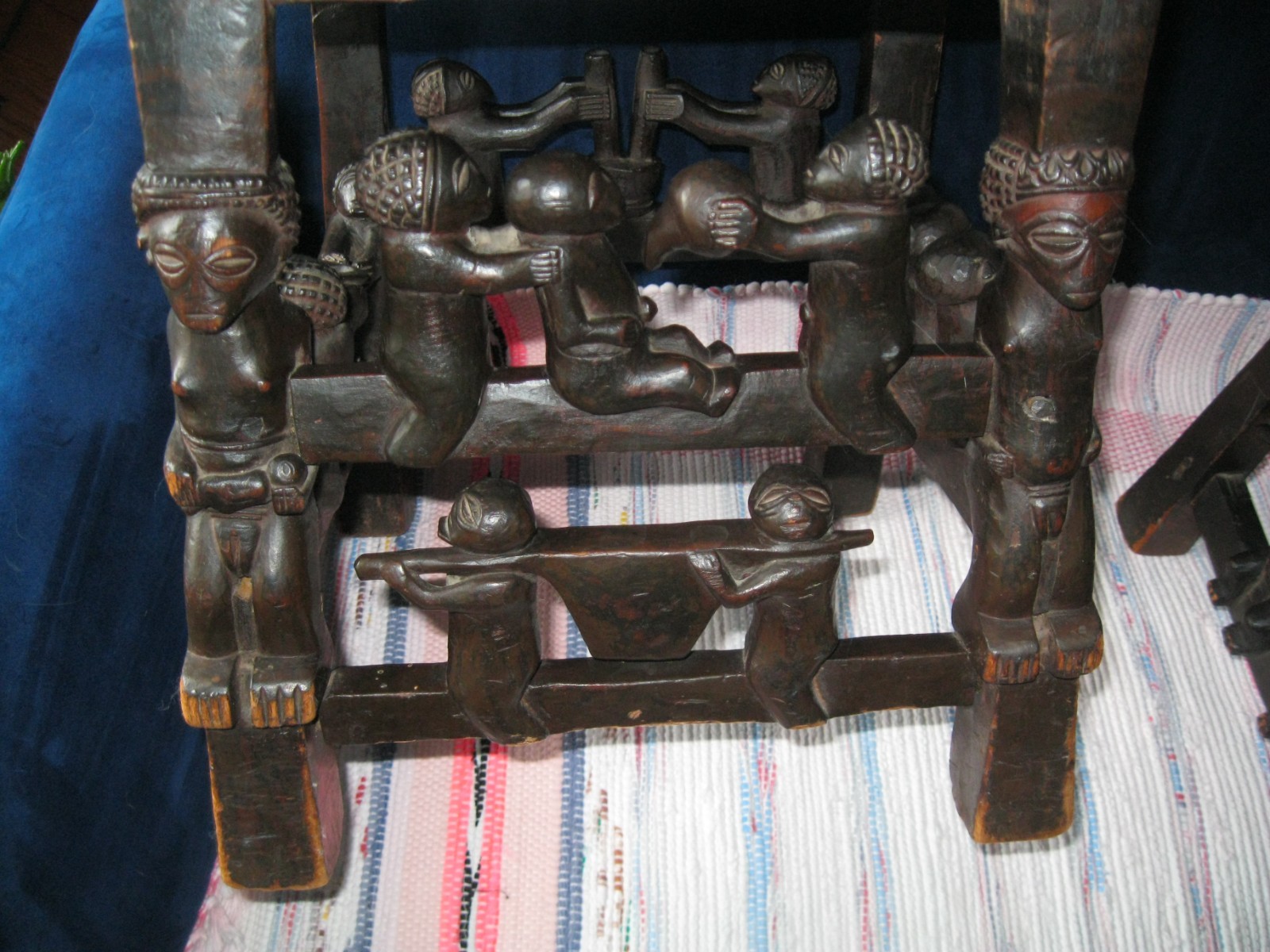 old rare Chokwe Chiefs throne and table hand carved