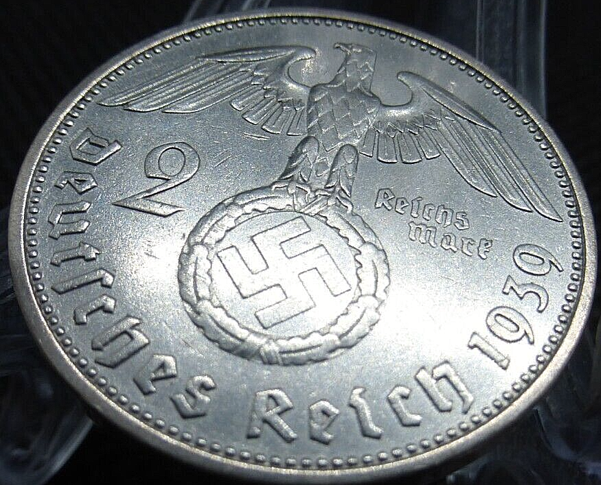 *3x Silver Coin Year Set* Rare Third Reich WW2 2 Reichsmark Hindenburg Lot