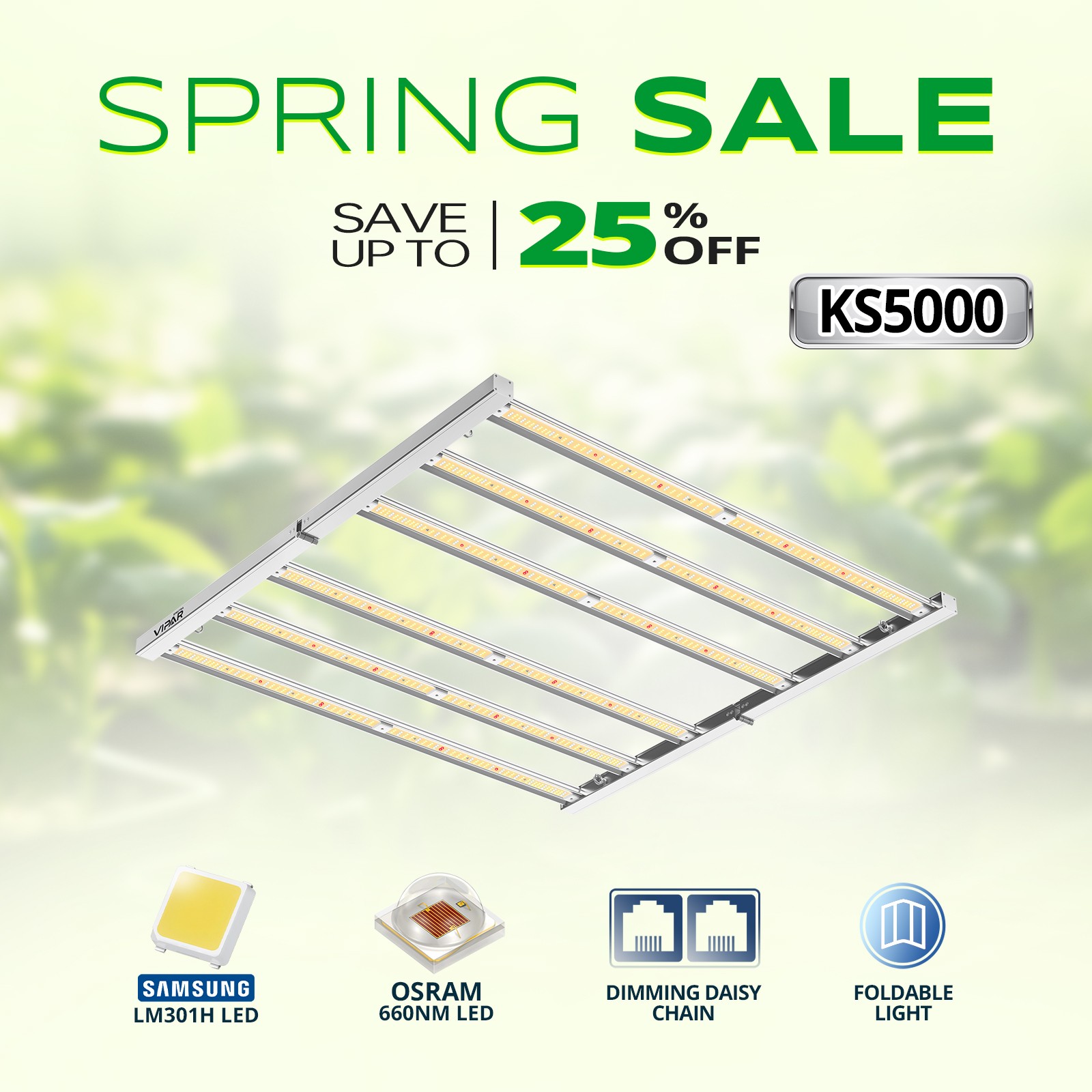 VIPARSPECTRA KS5000 LED Grow Light Full Spectrum Commercial Plants Veg Flower