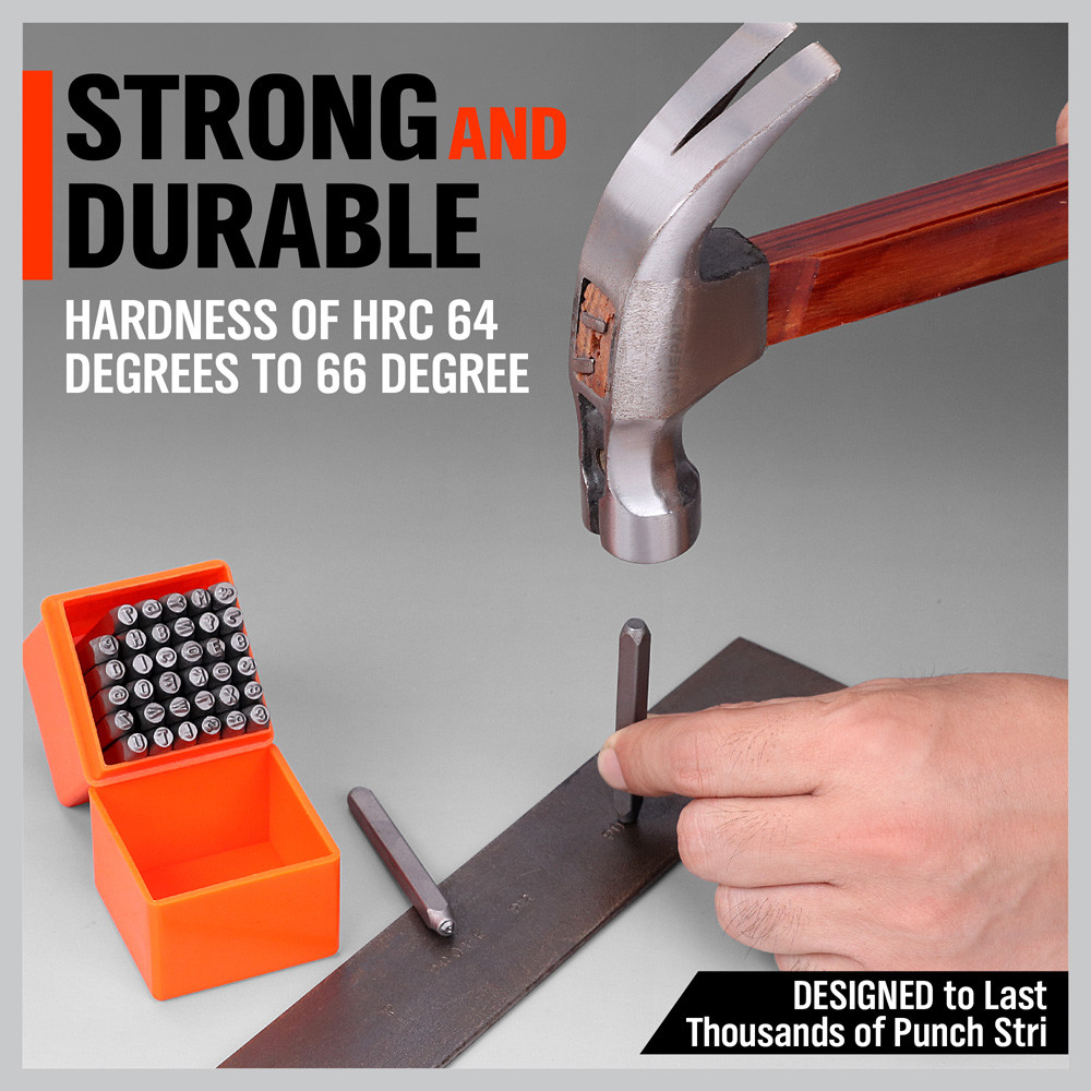 37pc Number and Letter Punch Set Hardened Steel Metal Die Jewelers w/Case