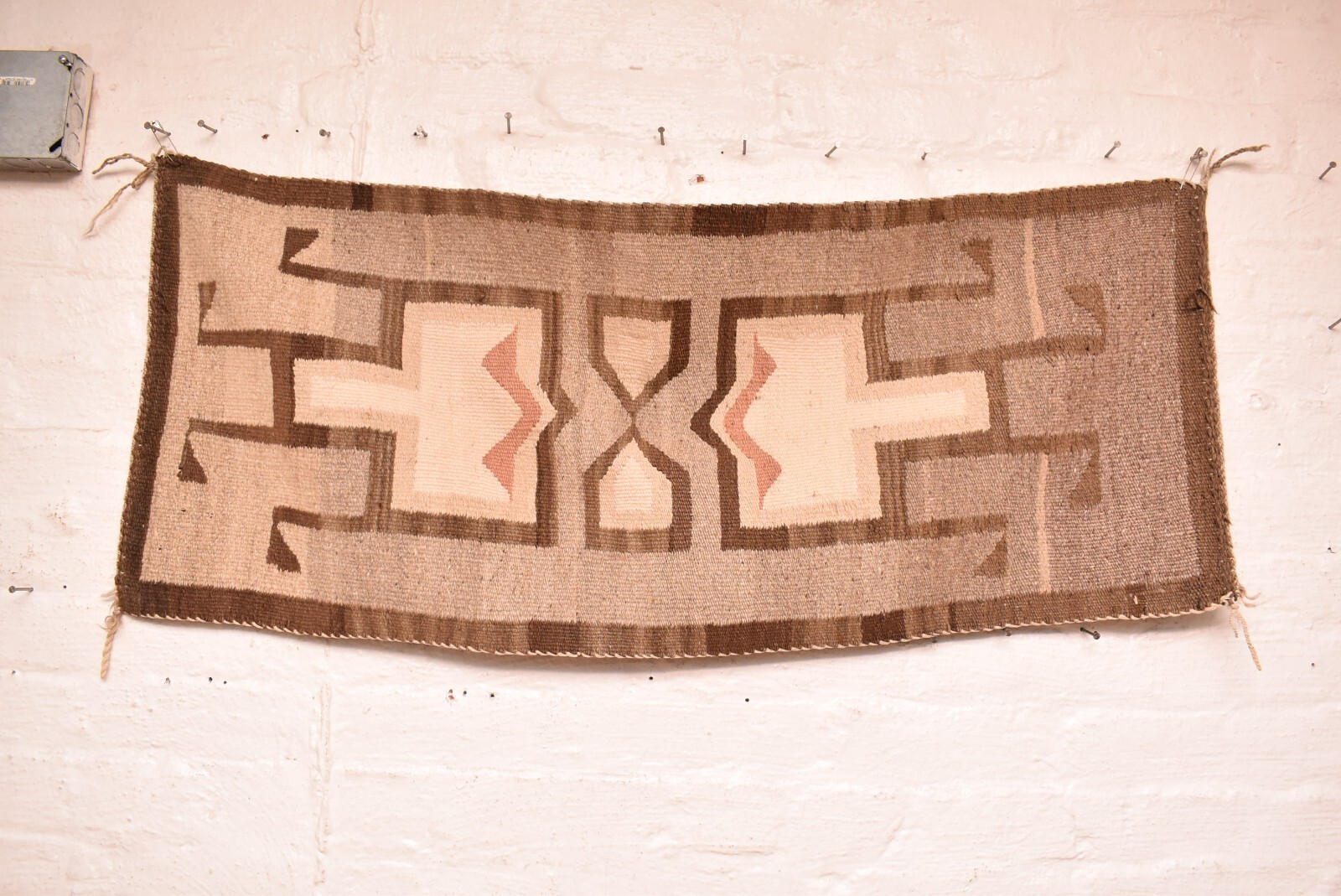 Antique Navajo Rug Native American Indian VTG klagetoh Weaving 39x16 Textile