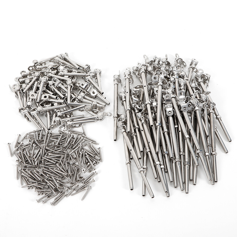 50x Stainless Steel Turnbuckle Tensioner Deck Toggle for 3/16" Cable Railing 316