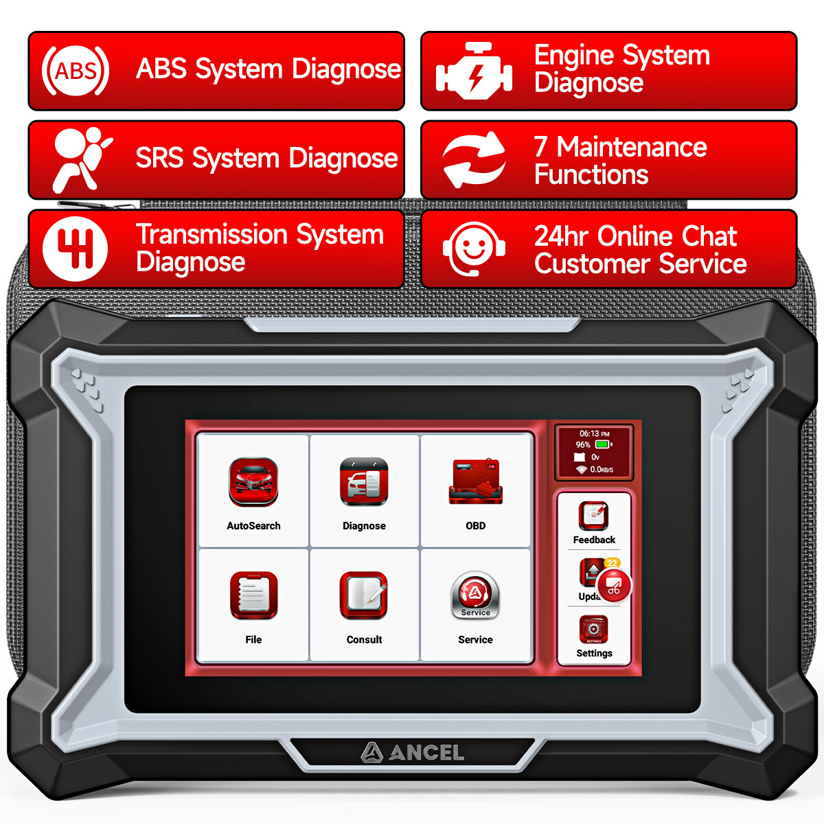Check Engine Transmission ABS SRS Code Reader OBD2 Scanner Car Diagnostic Tool
