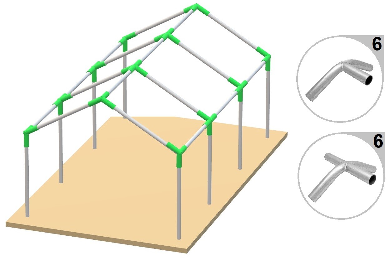 Canopy Fitting Kit 1-3/8" High Peak Frame Carport Connectors Full Set for 8 Legs