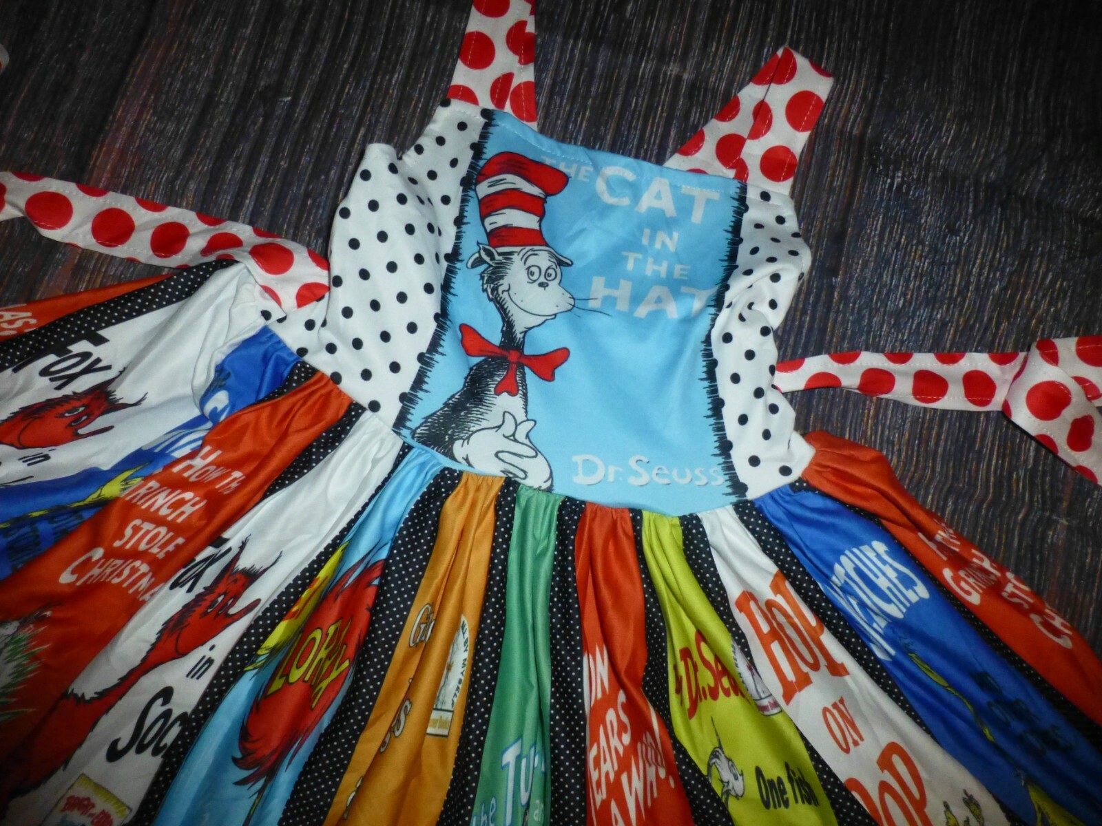 NEW Boutique Dr Seuss Cat in the Hat Girls Sleeveless Ruffle Twirl Dress