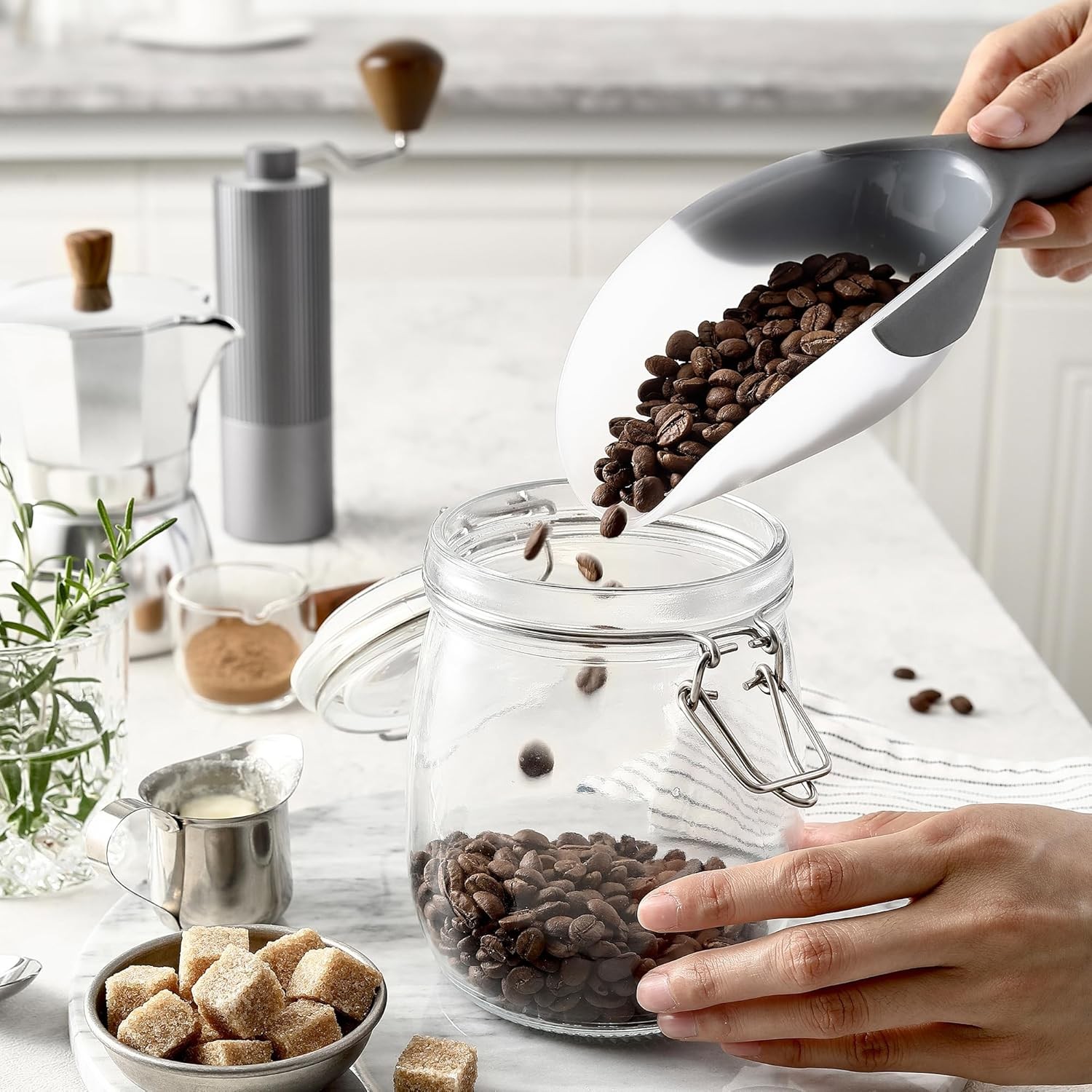 Spring Chef Gray Magnetic Ice Scoop for Freezer - Contoured Translucent