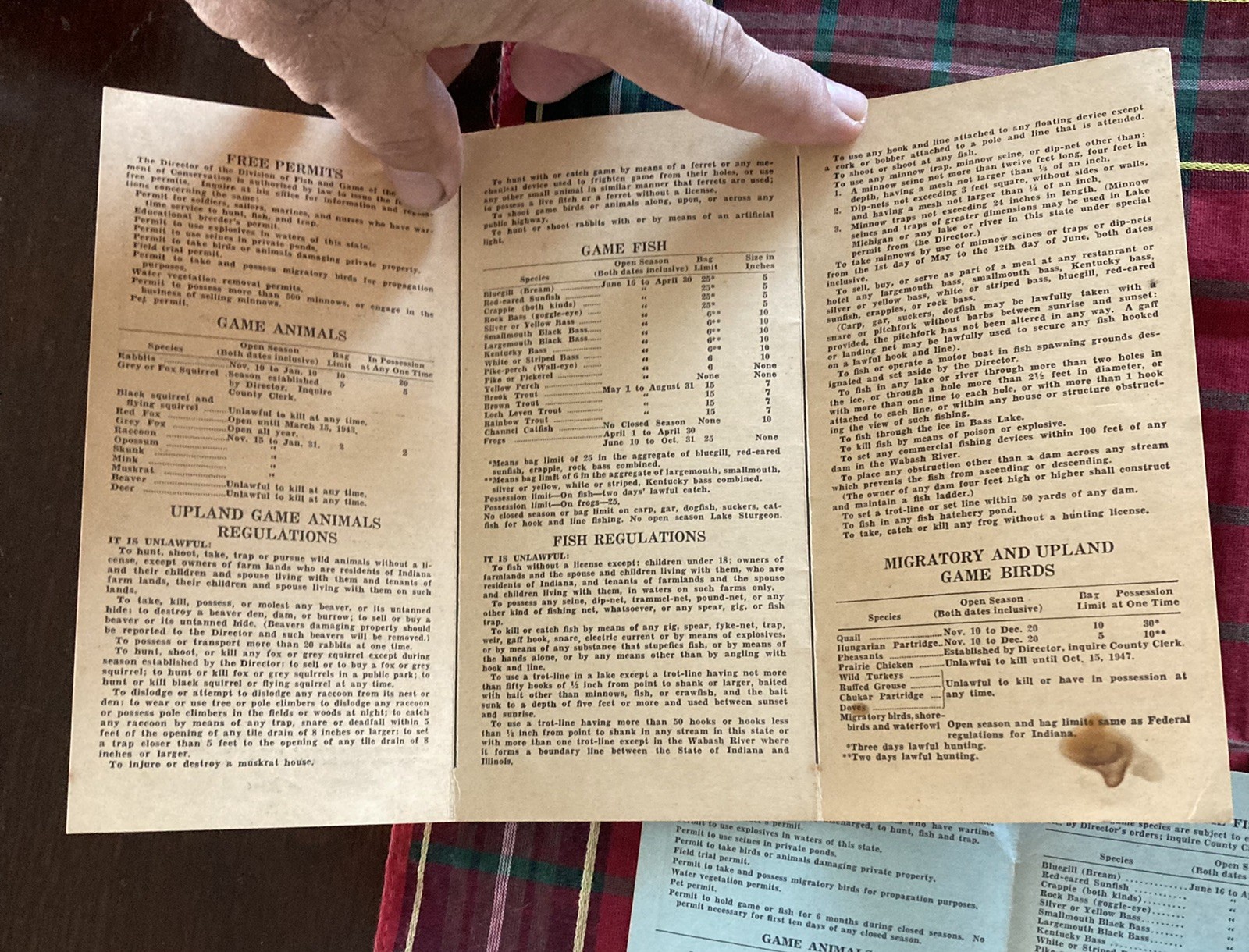 3 Vintage Indiana Department of Conservation Fish&Game Laws 1937-38,41-42,51-52
