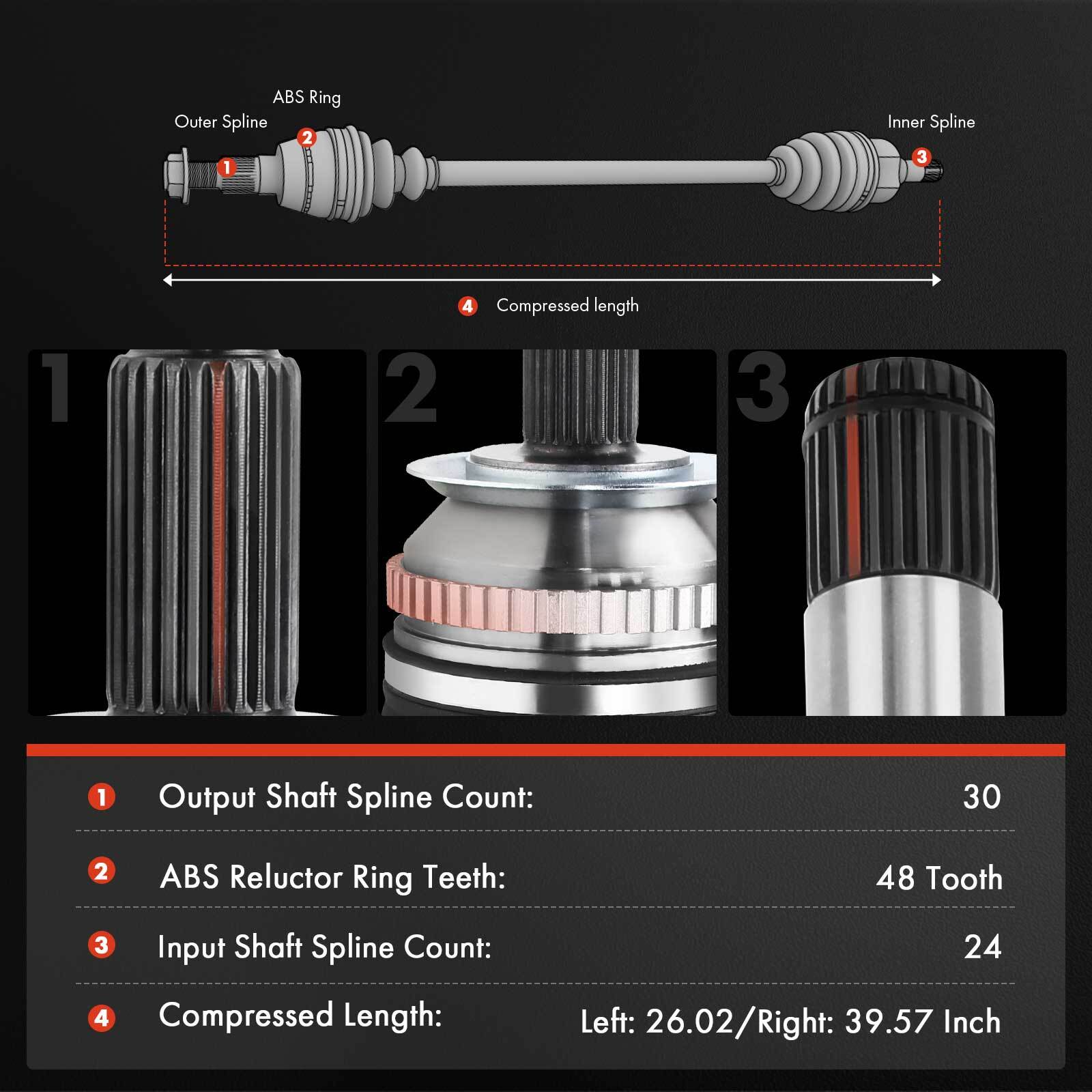 2x Front Left & Right CV Axle Assembly for Toyota Highlander 08-13 V6 3.3L 3.5L