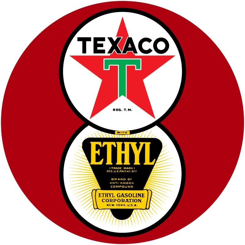 Texaco Gasoline with Ethyl Service Station Look NEW METAL SIGN: 12" Dia. Round
