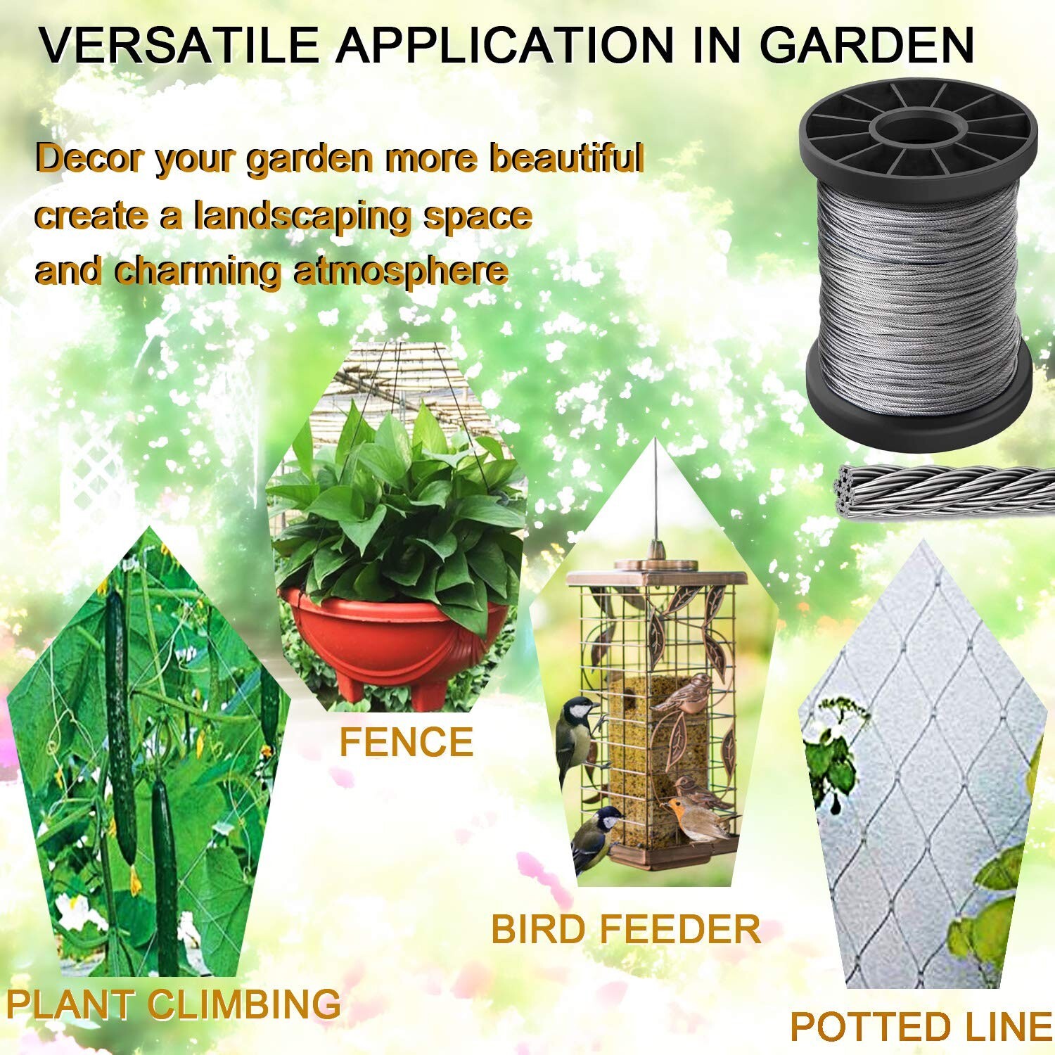 Picture Hanging Wire 100 lbs, Heavy Duty Stainless Steel Wire Rope for Hanging