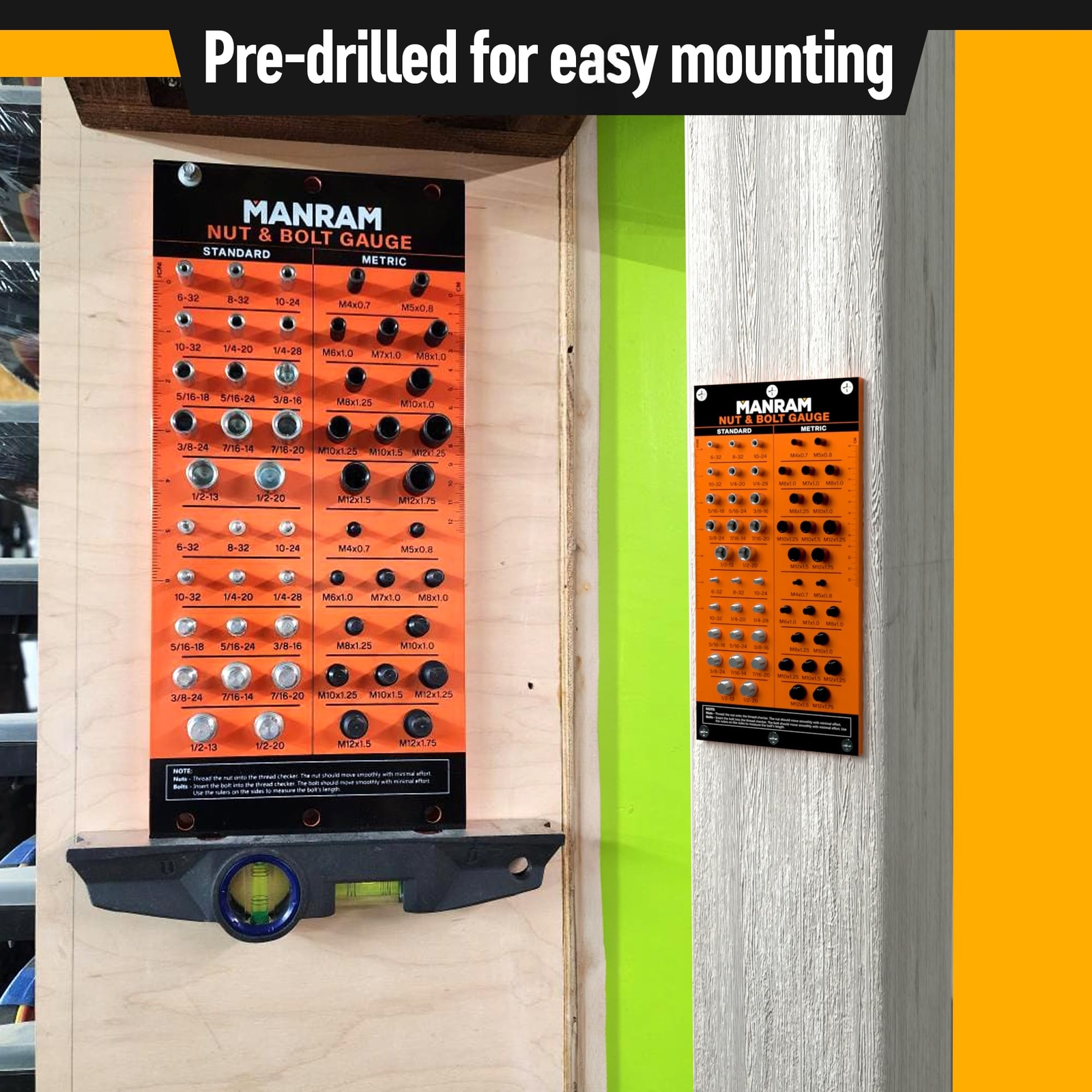Thread Checker with All-Metal Board,Nut & Bolt Thread Checker,Bolt Size & Thread