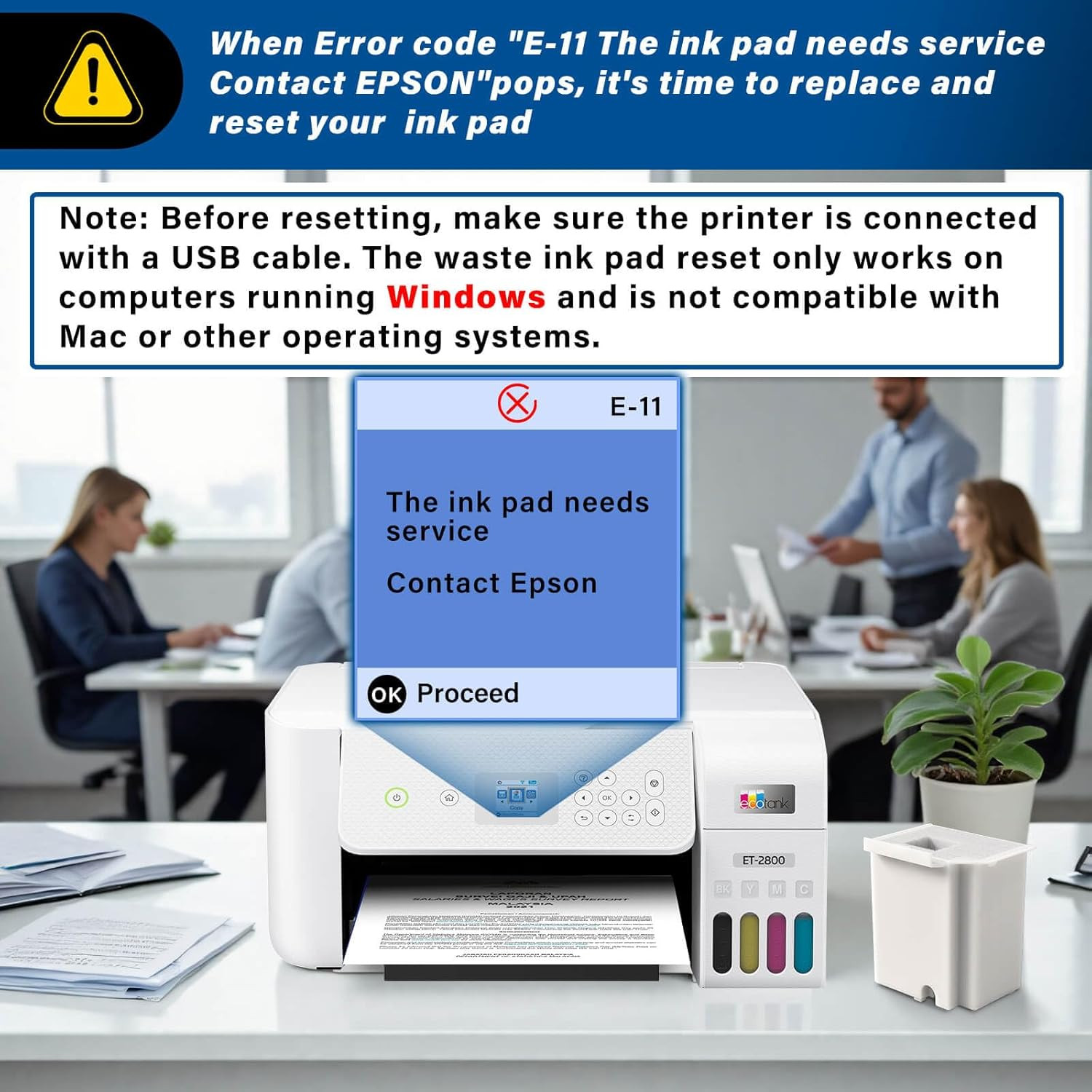 Waste Ink Pad Replacement with Reset Software for Ecotank ET-4800 ET-2800 ET-280