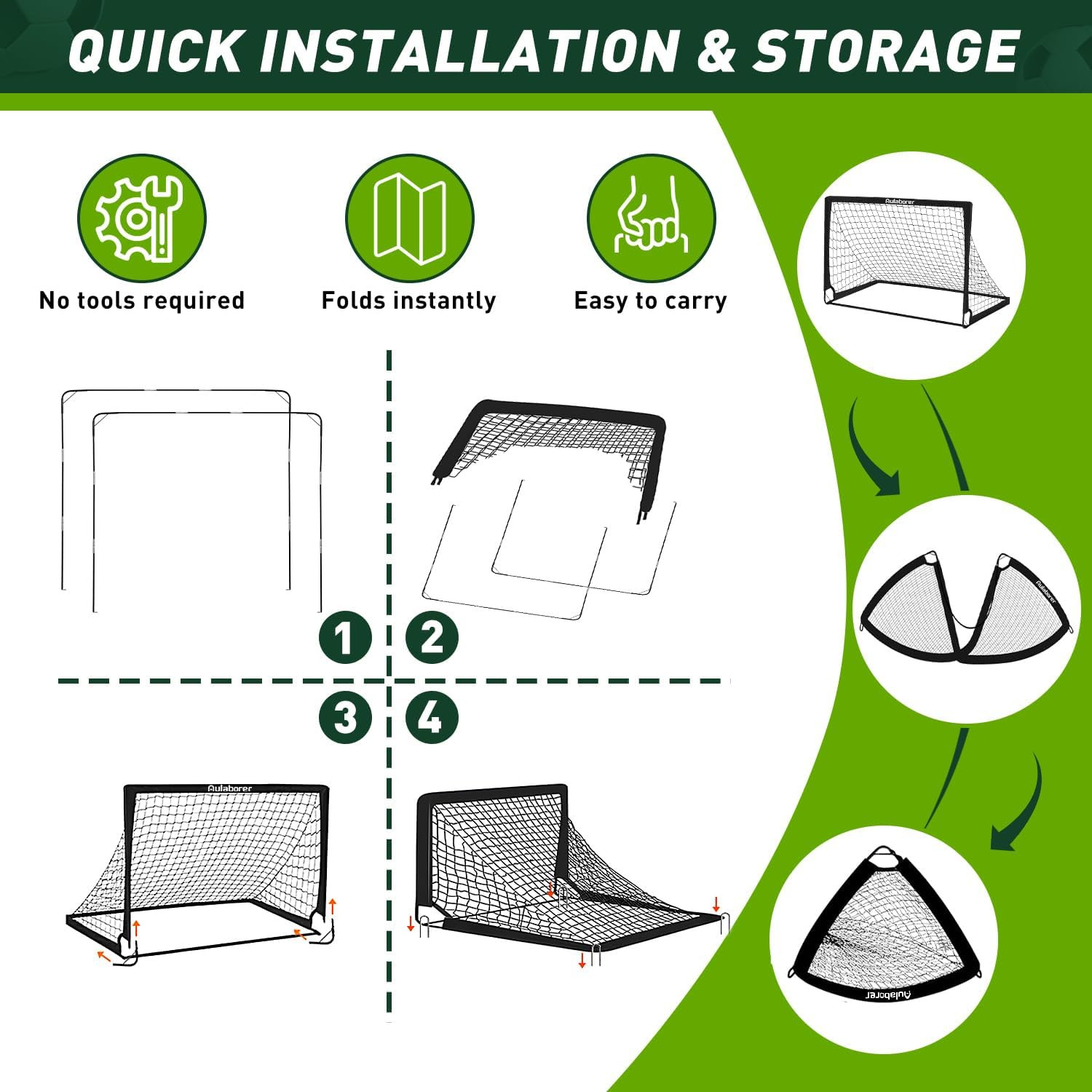 Soccer Goal, 4X3Ft Kids Soccer Goals Set for Backyard, Portable Pop-Up Soccer Ne