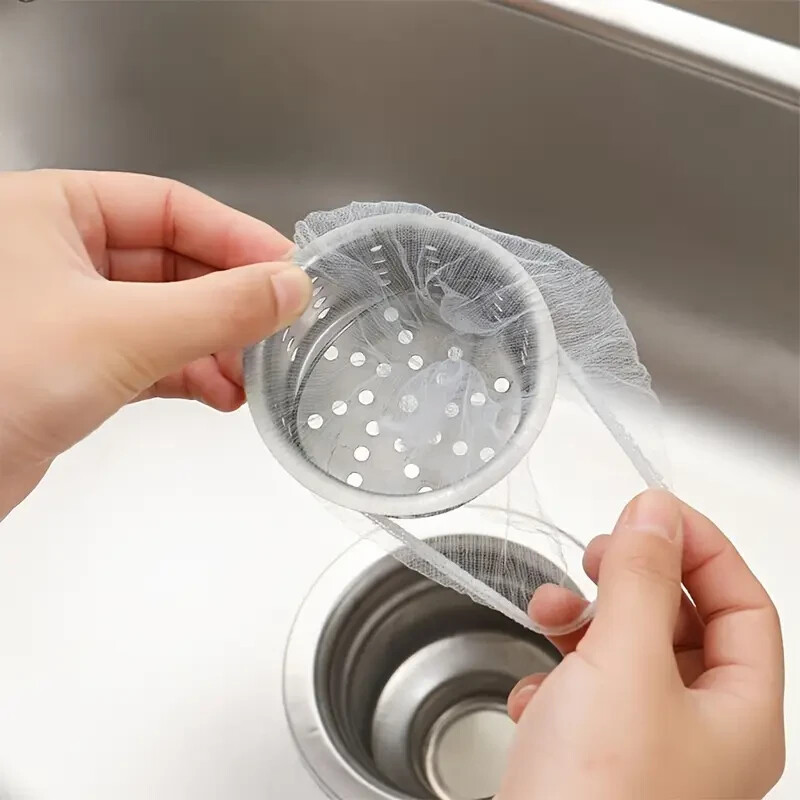 100pcs Kitchen Sink Trash Mesh Bag Anti Clogging Sink Strainer Net Filter
