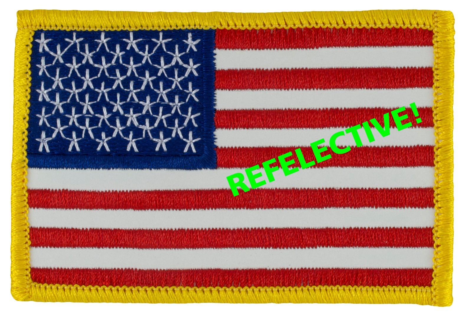 REFLECTIVE US Flag Patch Forward Full Color(Sew-on) (L11) 2 1/4" x 3 3/8" -48304