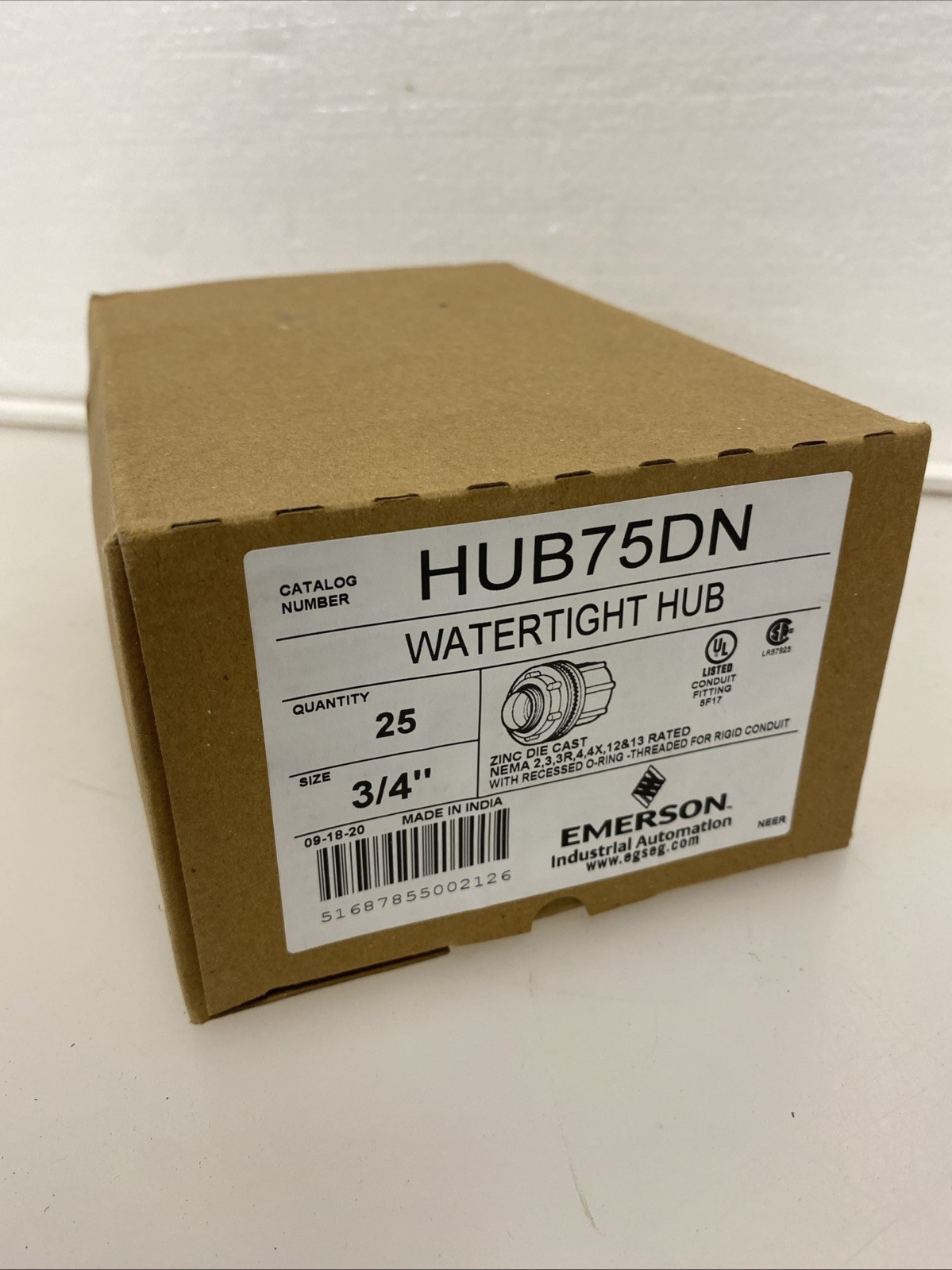 EMERSON Electric Hub Conduit Watertight 3/4In Imc/Rgd Conduit HUB75DN Qty 25