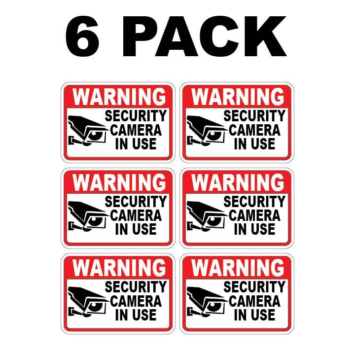 6pk Security Video Surveillance Burgler Sticker Decal Warning Sign Camera in Use