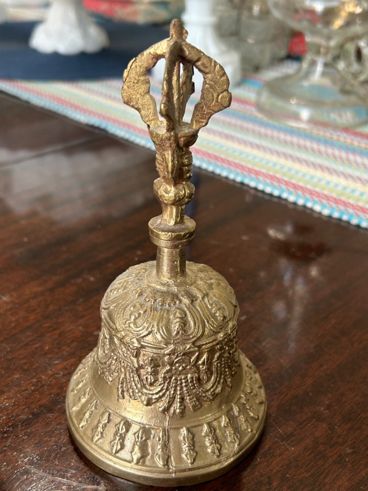 Vintage Tibetan Buddhist Brass Ornate Temple Dorje Bell 6 ½” Meditation Prayer