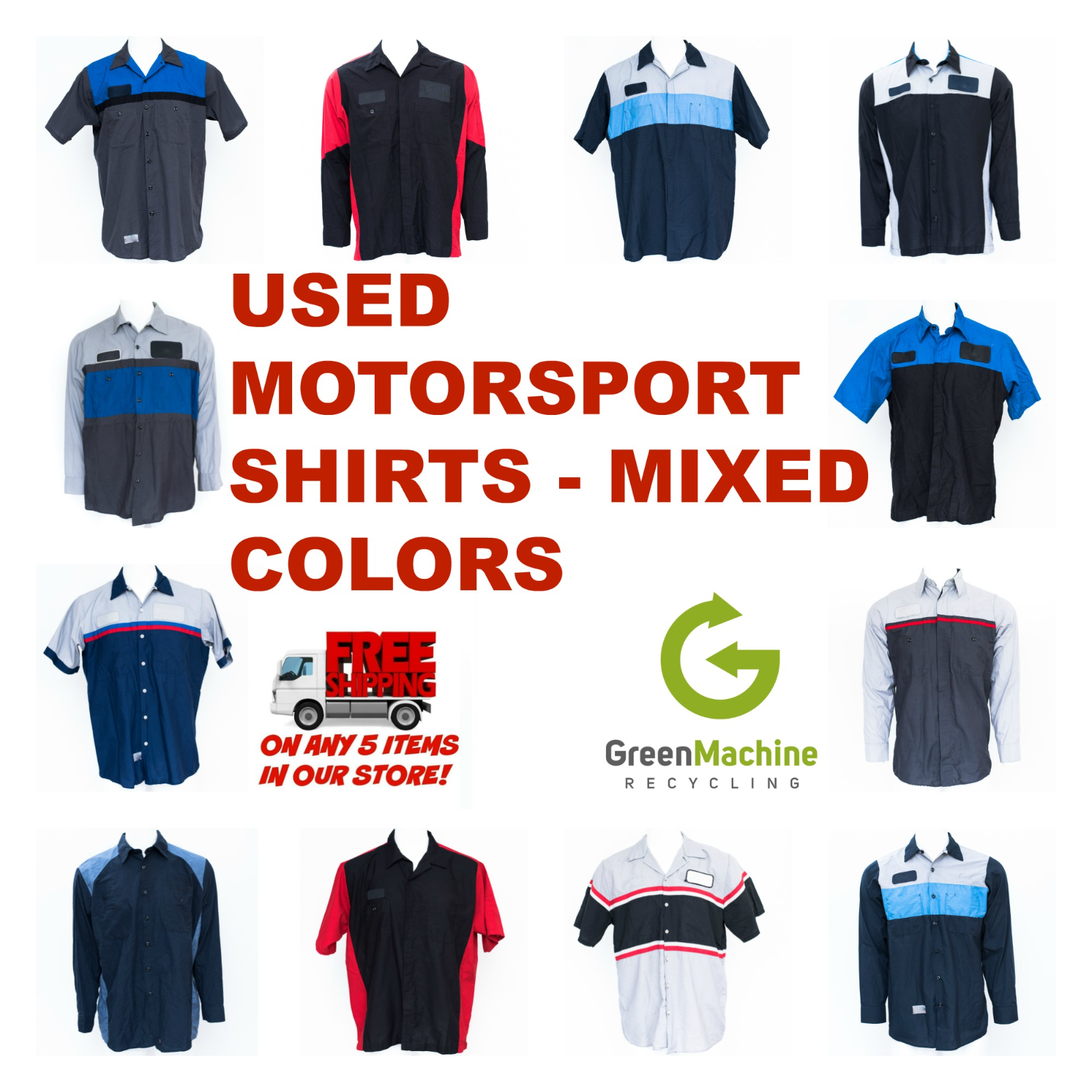 Used Work Shirts Motorsport Cintas, Redkap, Unifirst, G&K MIXED COLORS