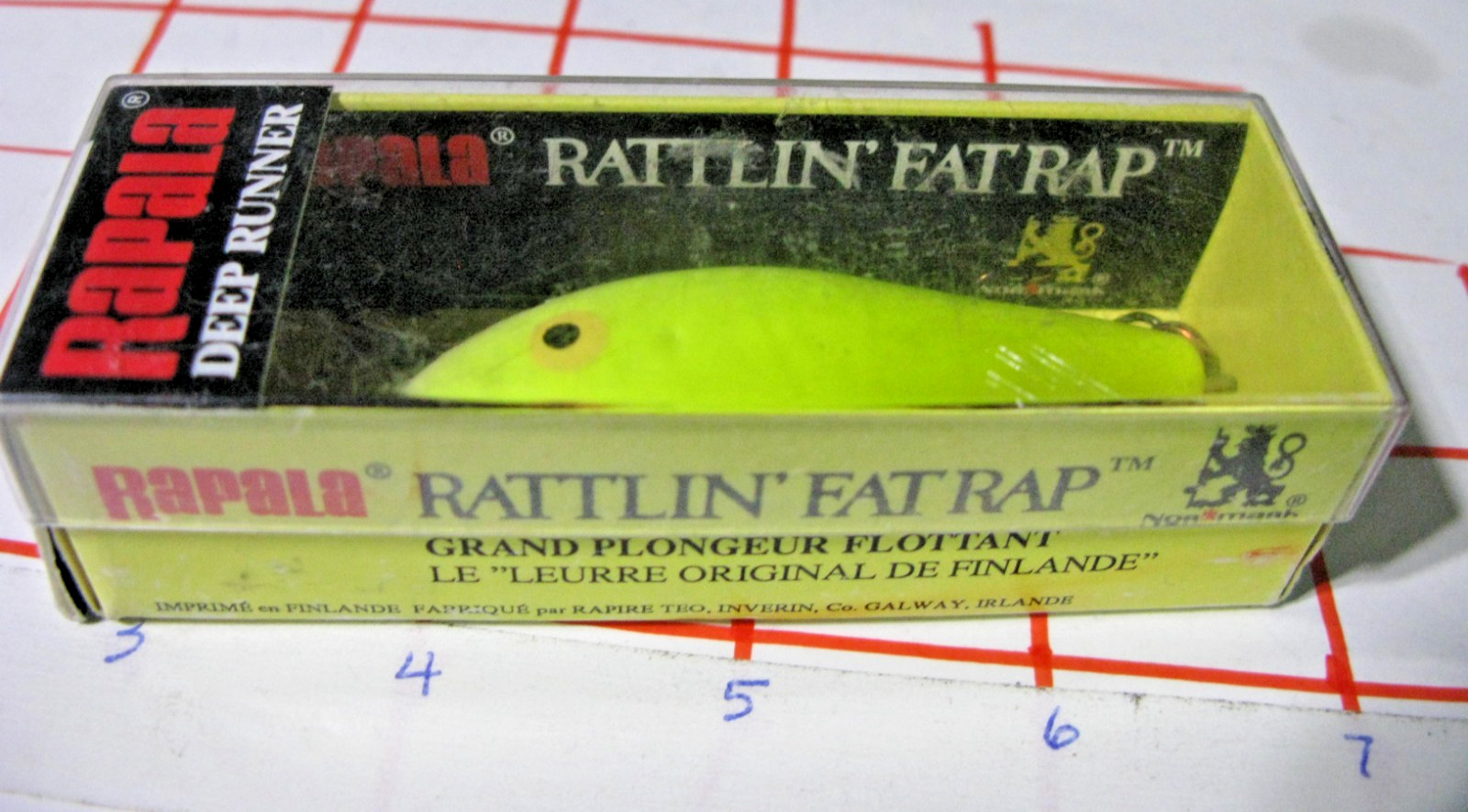 Rapala Rattlin' Fat Rap FR-7 SFC Lure, Sil/Fluo/Char, Dp Runr, 2 3/", 1/oz.- EUC
