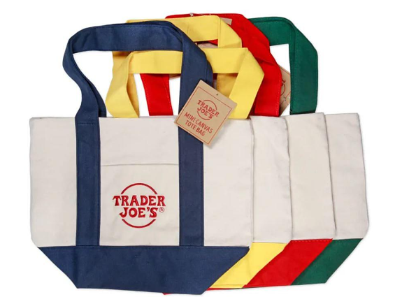 Trader Joe NWT Limited Edition Embroidered MINI CANVAS TOTE BAG 2024 💚