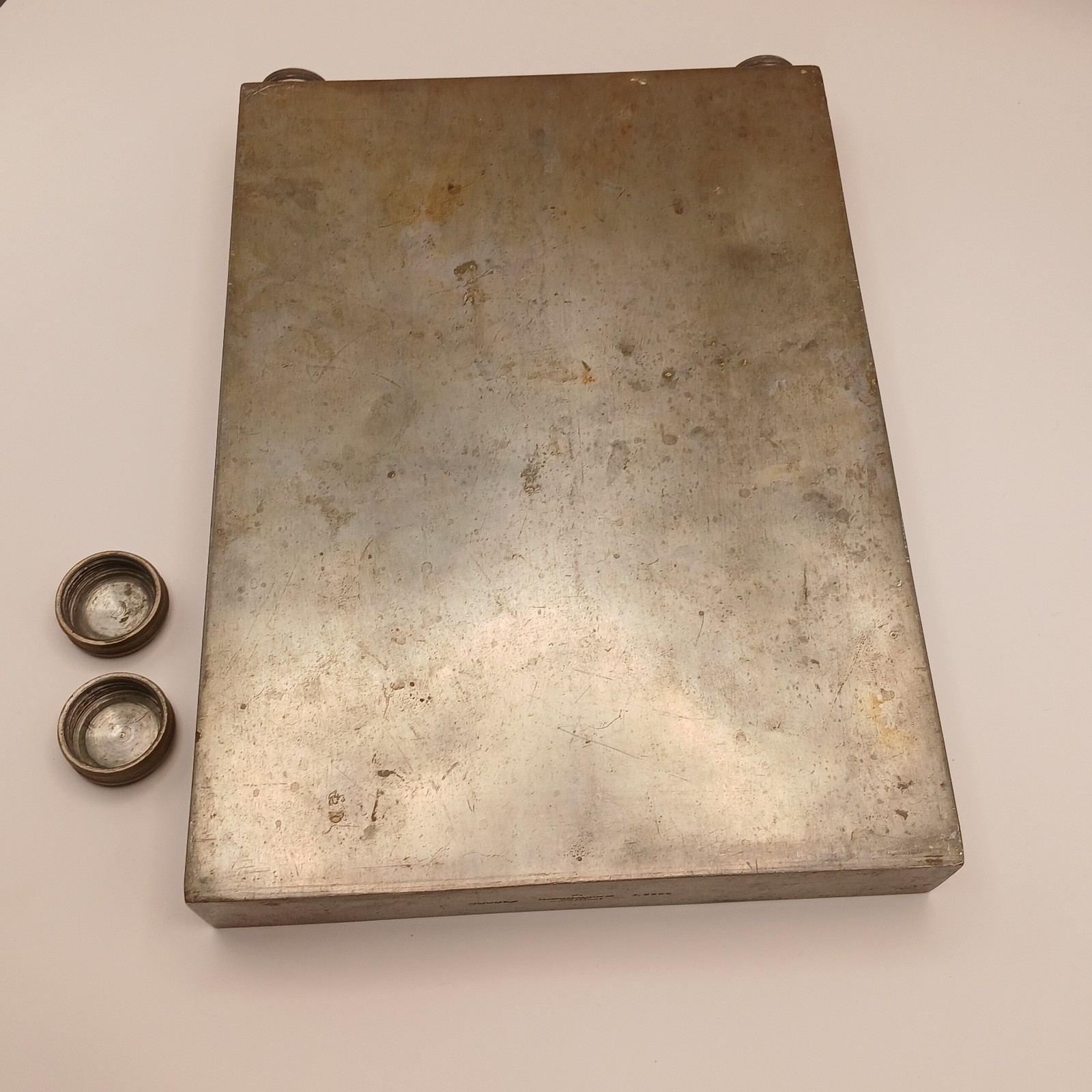 Early 1900s Abercrombie & Fitch Pewter Travel Slab Double Flask Rare Prohibition