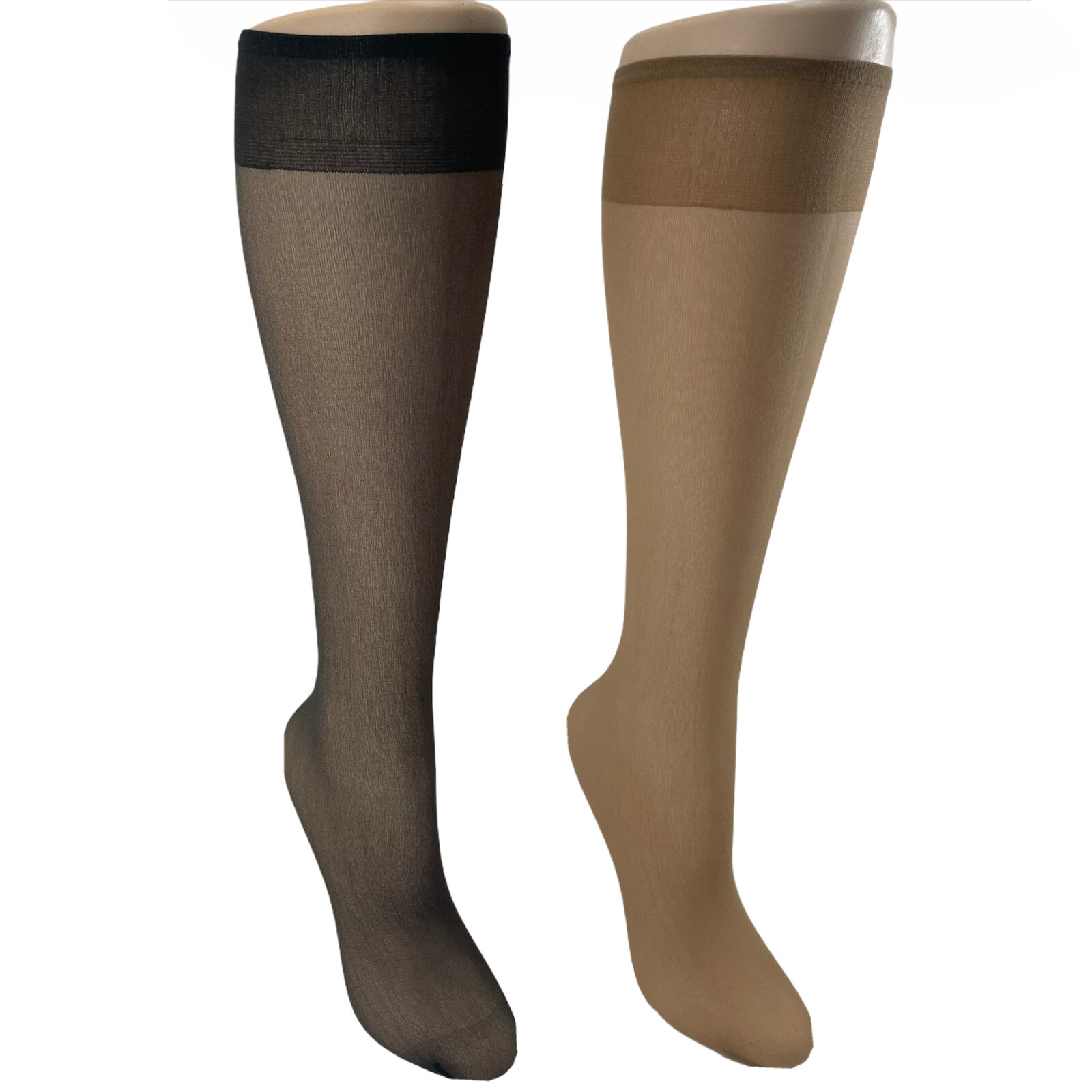 20 Pair Pack Assorted Neutral Colors Sheer Nylon Knee Highs Made In USA