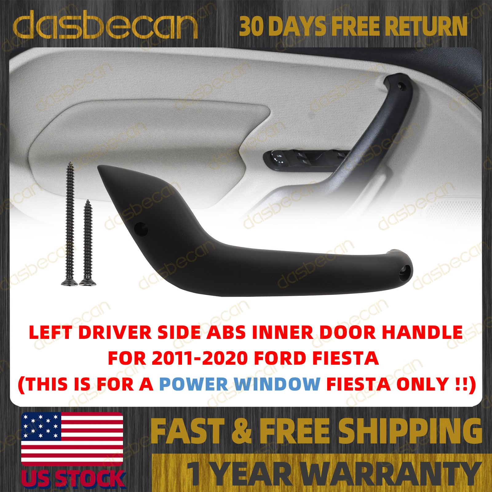 Left Driver Inner Side Door Pull Handle For Ford Fiesta 2011- 2020 Power Window