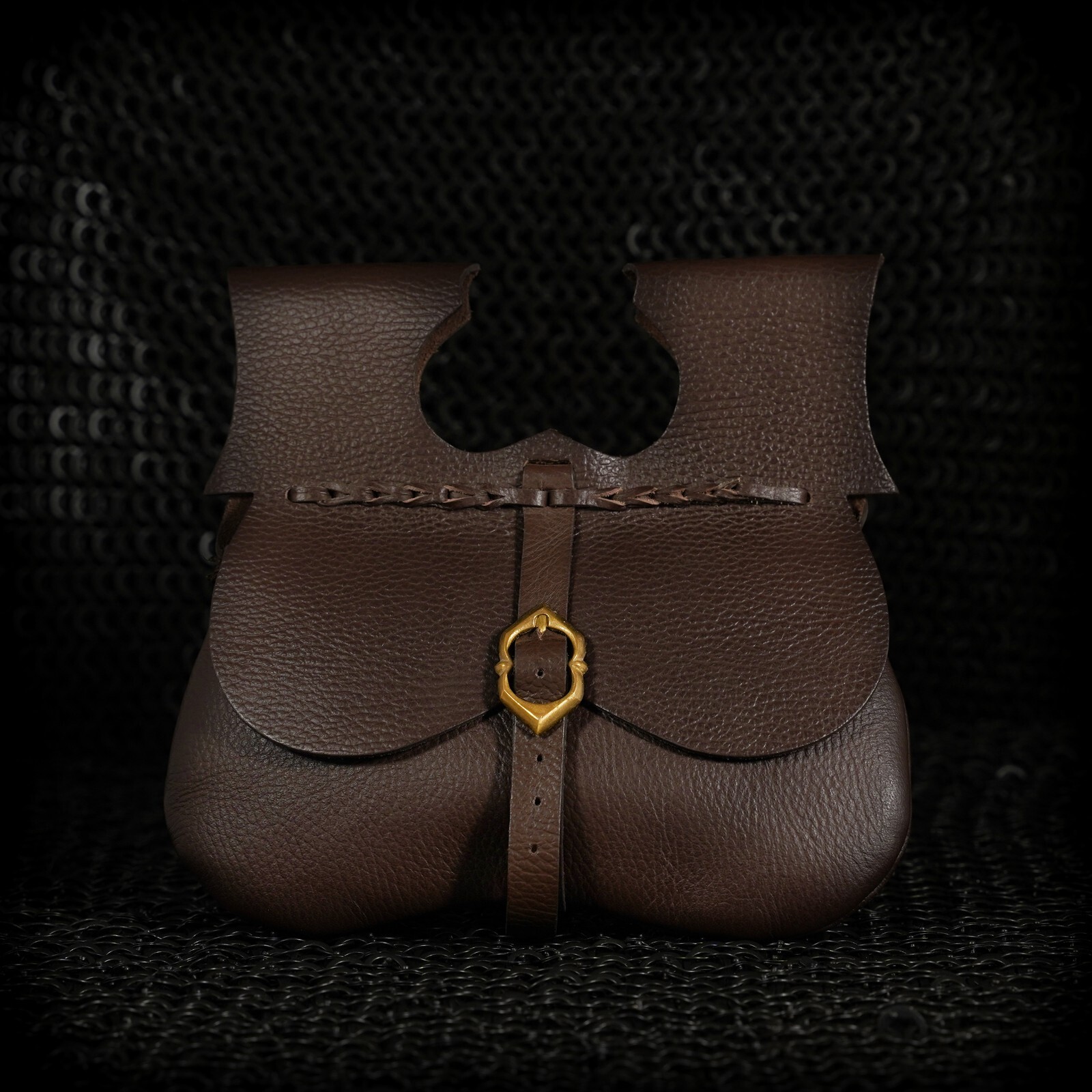 Medieval Leather Belt Bag Pouch Renaissance Cosplay Waist Bag Buckle Purse Brown