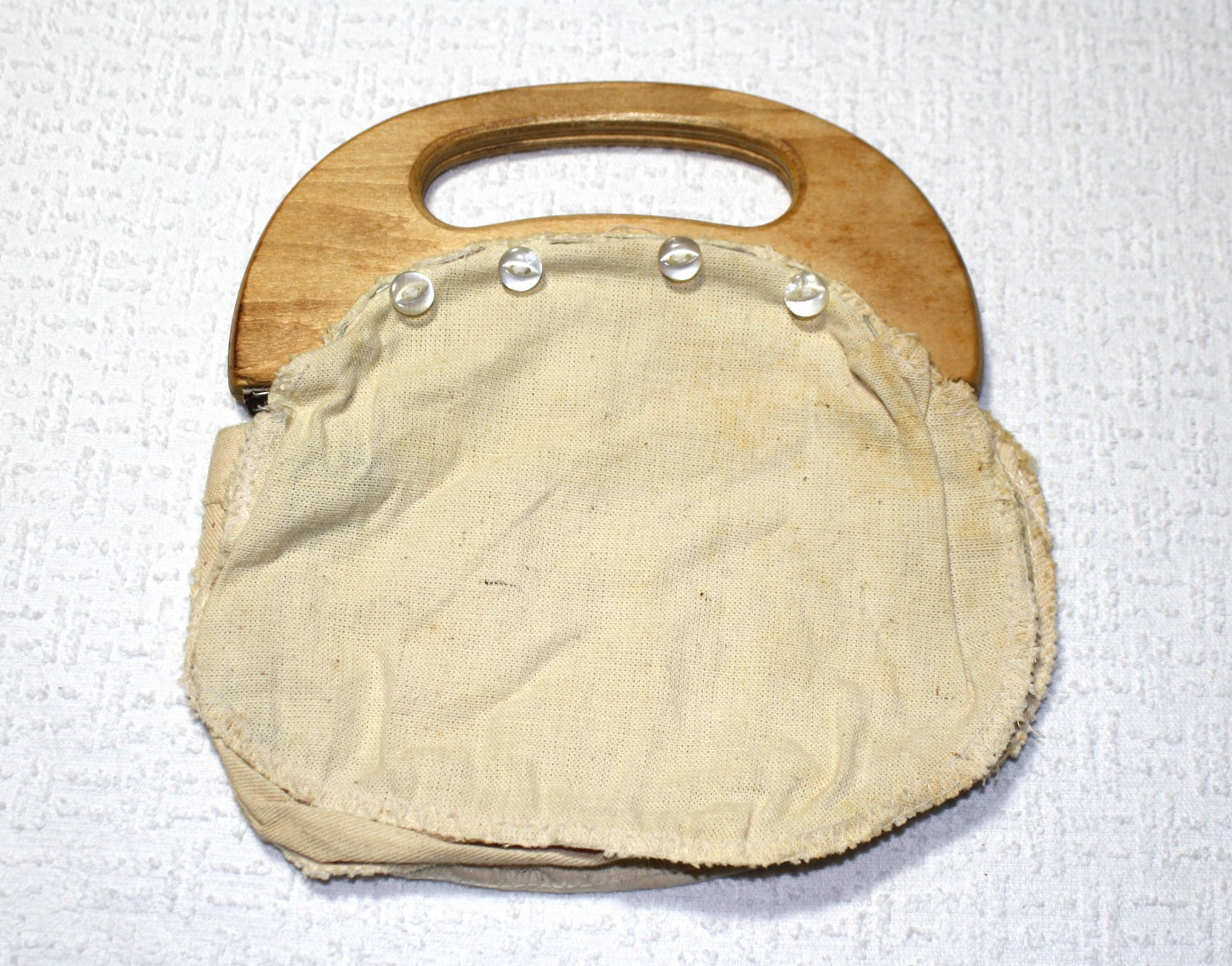 Vintage 1980s Girl's Bermuda Bag Wooden Handle Purse with 6 Handmade Covers