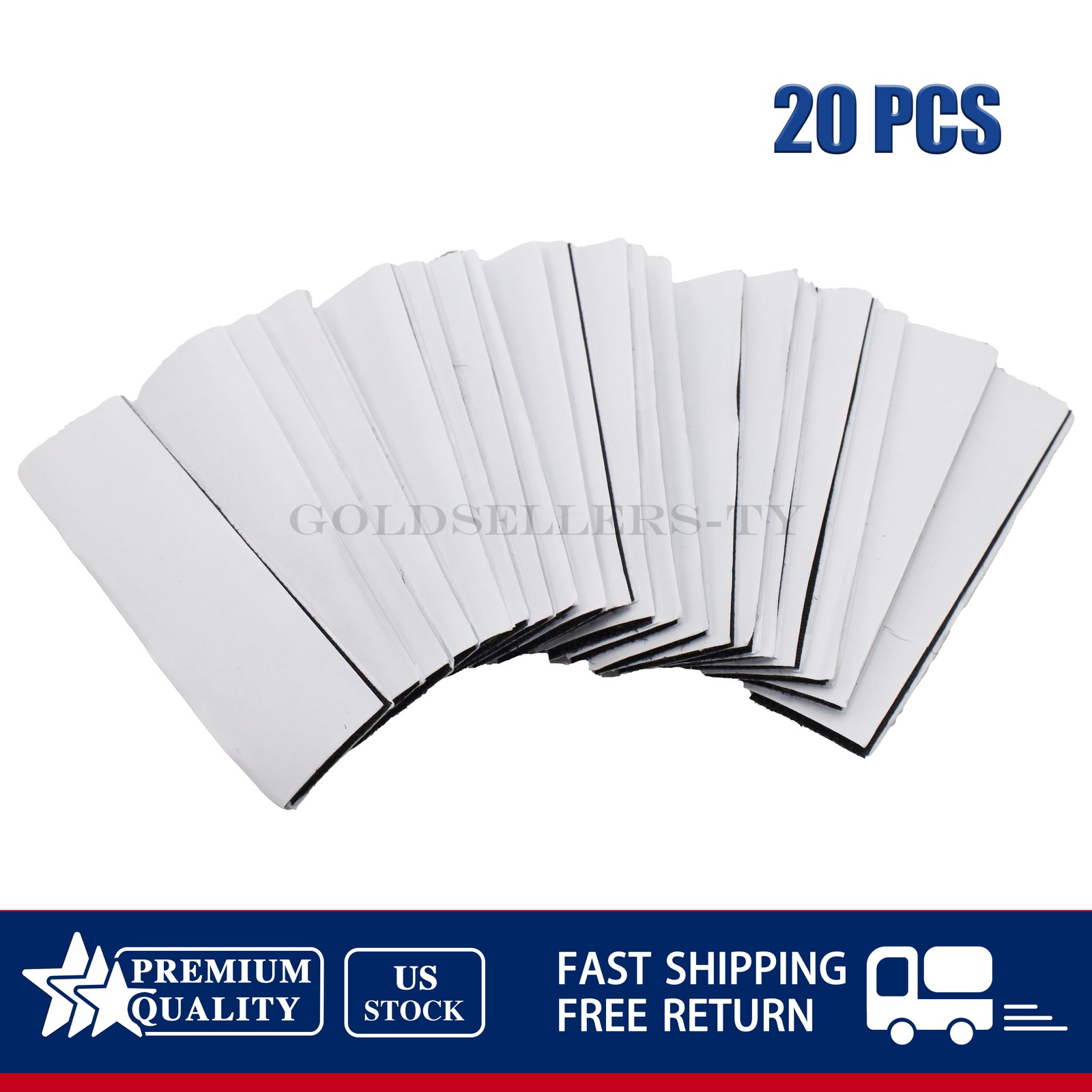 20 Sets Black Heavy Duty Hook & Loop Adhesive Strips Sticky Back Fastener 1x4”