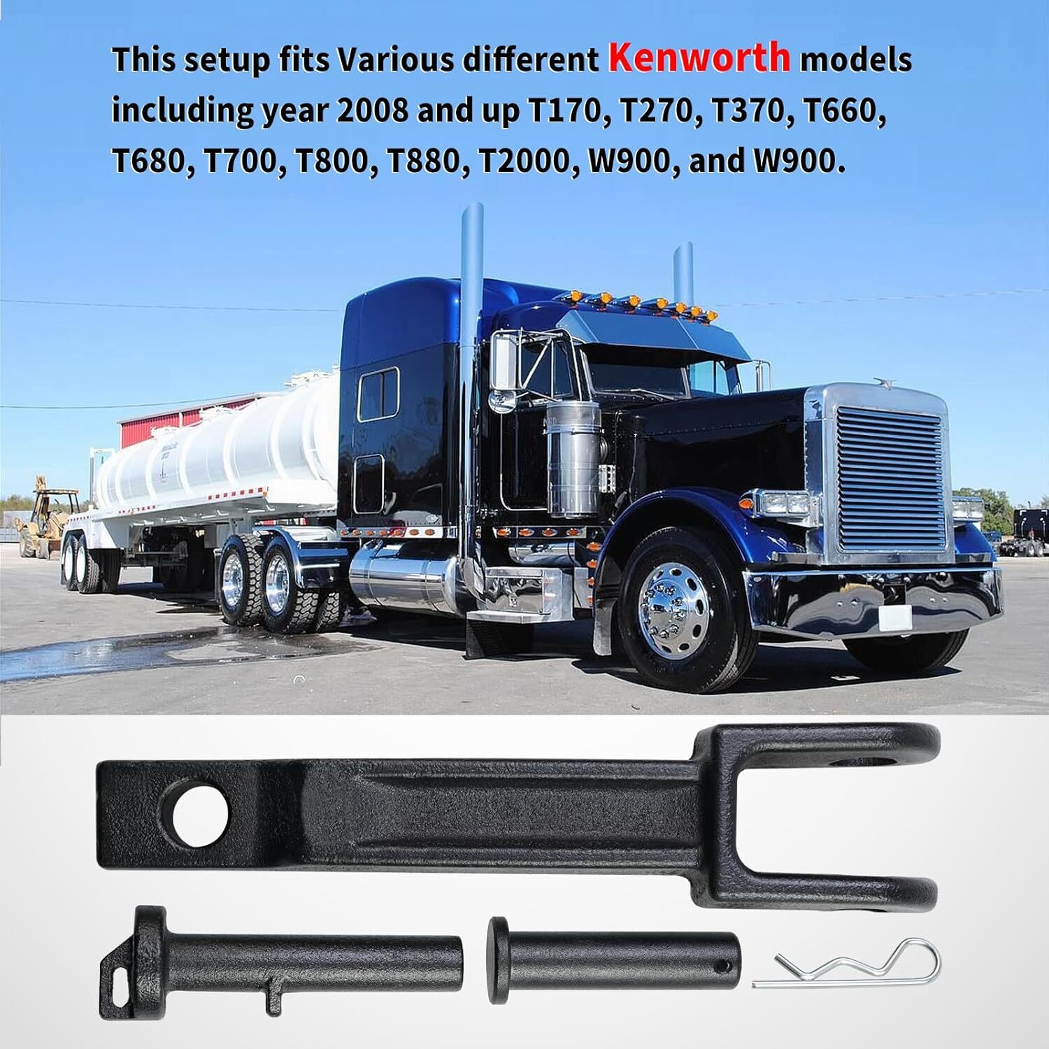 A20-6014 2x Tow Hook for Peterbilt/Kenworth set with Pull Pin&Frame Pin 10KG New