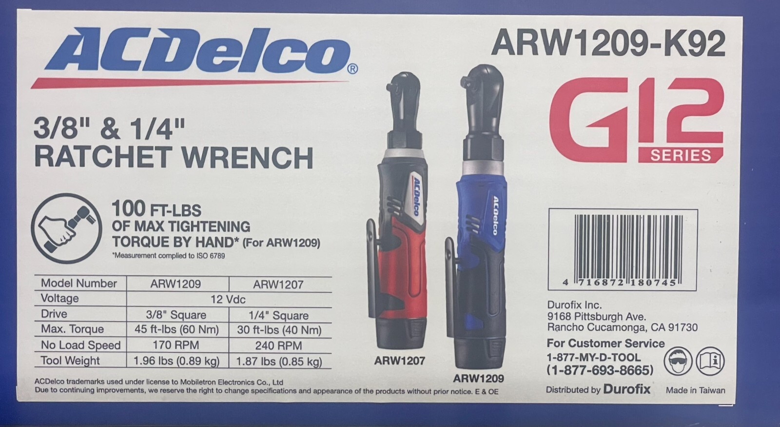 NEW ACDelco G12 Cordless Ratchet Wrench Combo Tool Kit | TWO Battery Kit