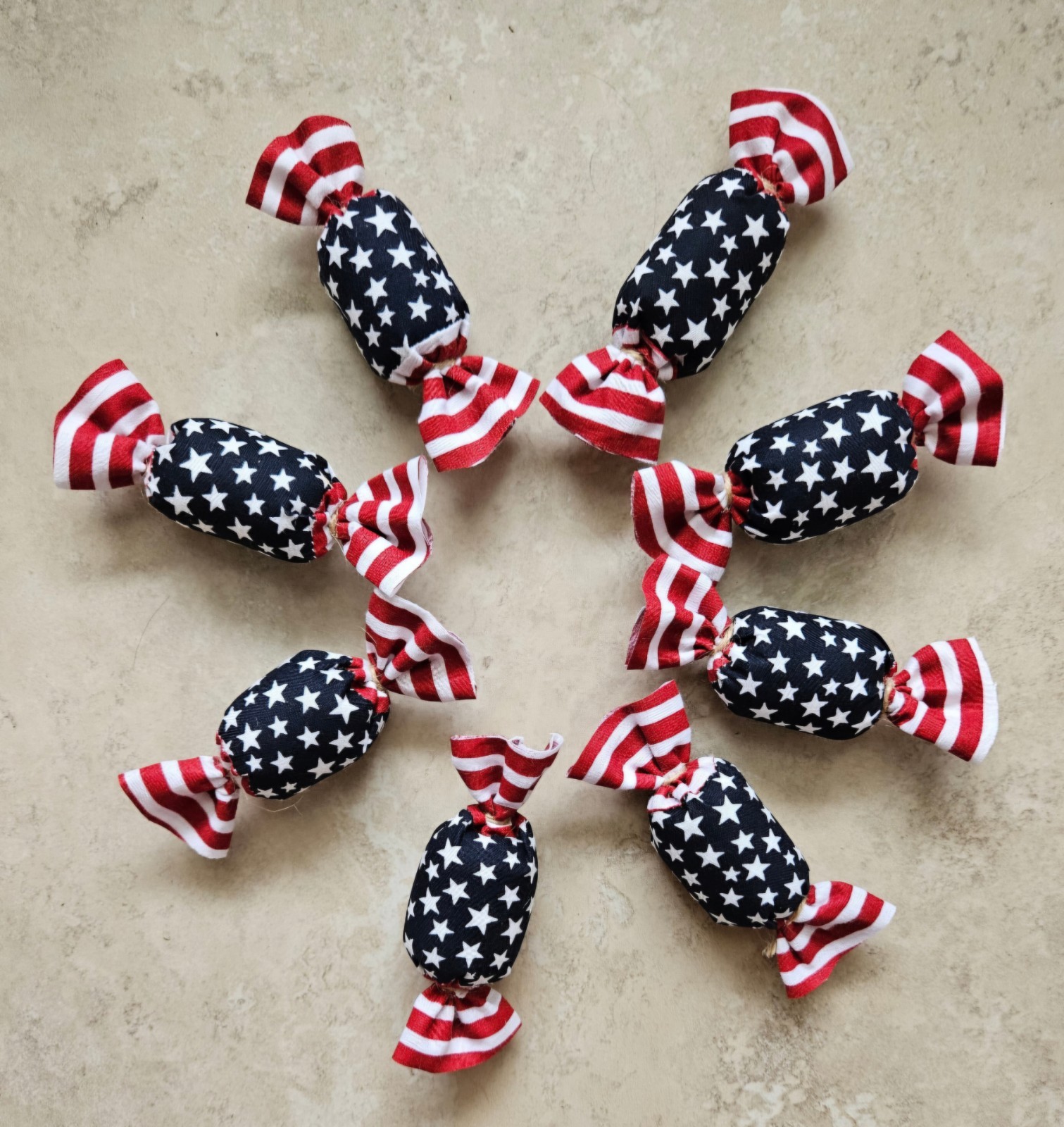 Bowl Filler Americana Patriotic Ornie Fabric 8 Pcs Candy Tier Tray Fabric Decor