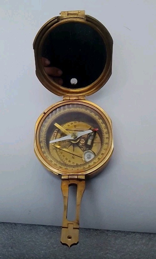 VINTAGE BRUNTON STYLE NATURAL SINE BRASS NAUTICAL COMPASS