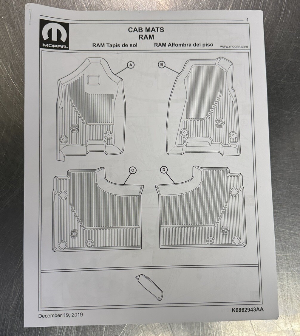 2025 Ram 1500 DT Genuine Mopar All-Weather Floor Mats Crew Cab 82216607AA