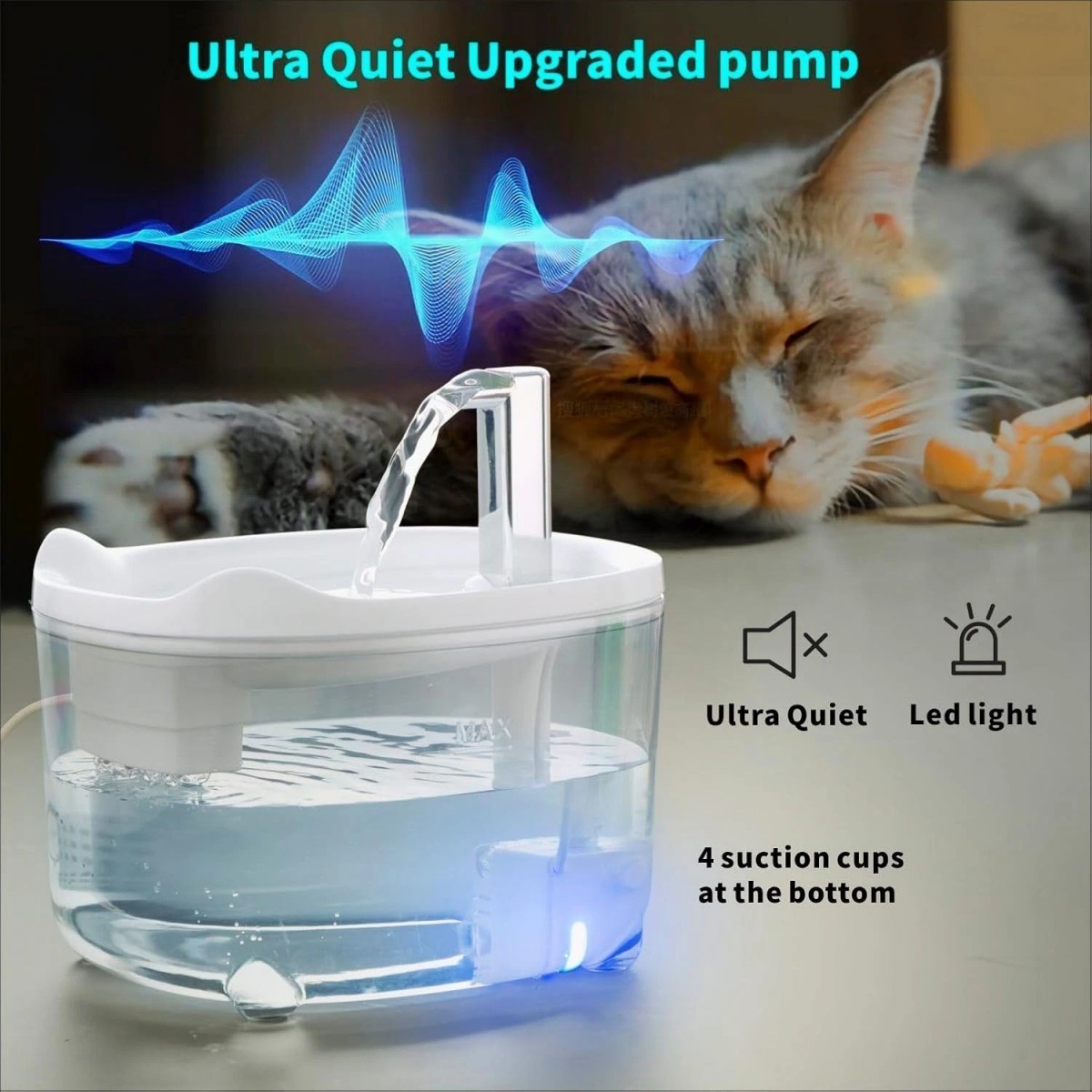 Large Capacity Cat Water Fountain-Automatic 50oz Pet Water Fountain for Cat Dog