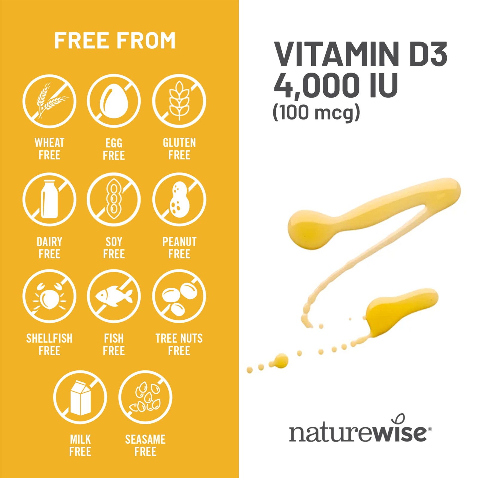 NatureWise Vitamin D3 4000iu (100 mcg) 1-Year 360 Count (Pack of 1), Yellow