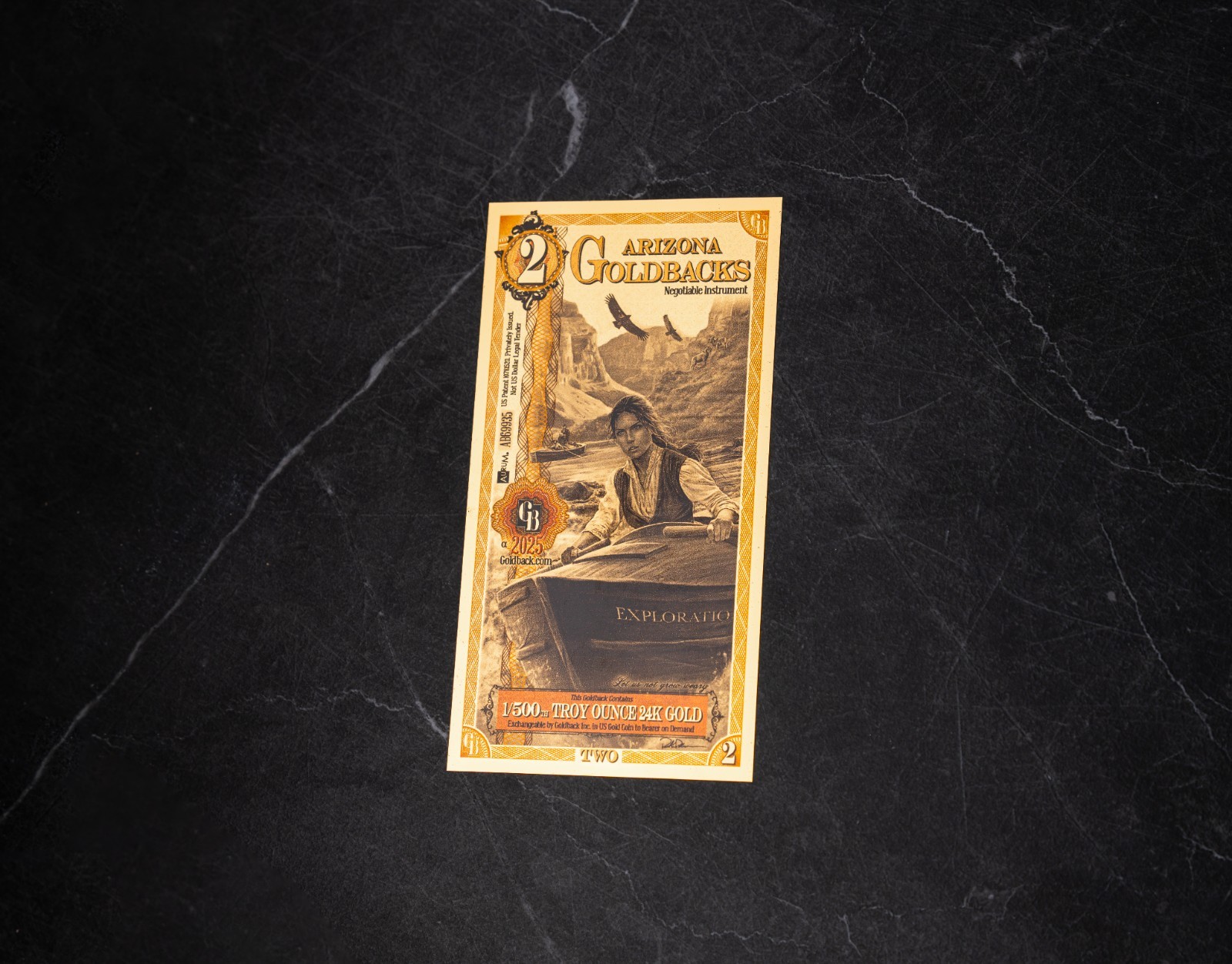 2025 - 2 ARIZONA Goldback Aurum Gold Foil Note 1/500 oz 24kt .999 Fine IN STOCK!