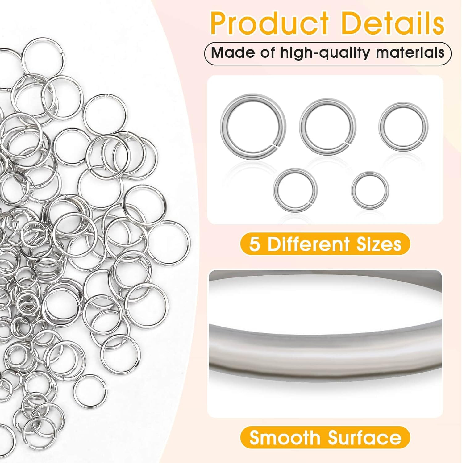4600 Pcs Stainless Steel Open Jump Rings for Jewelry Making DIY Crafts Necklaces